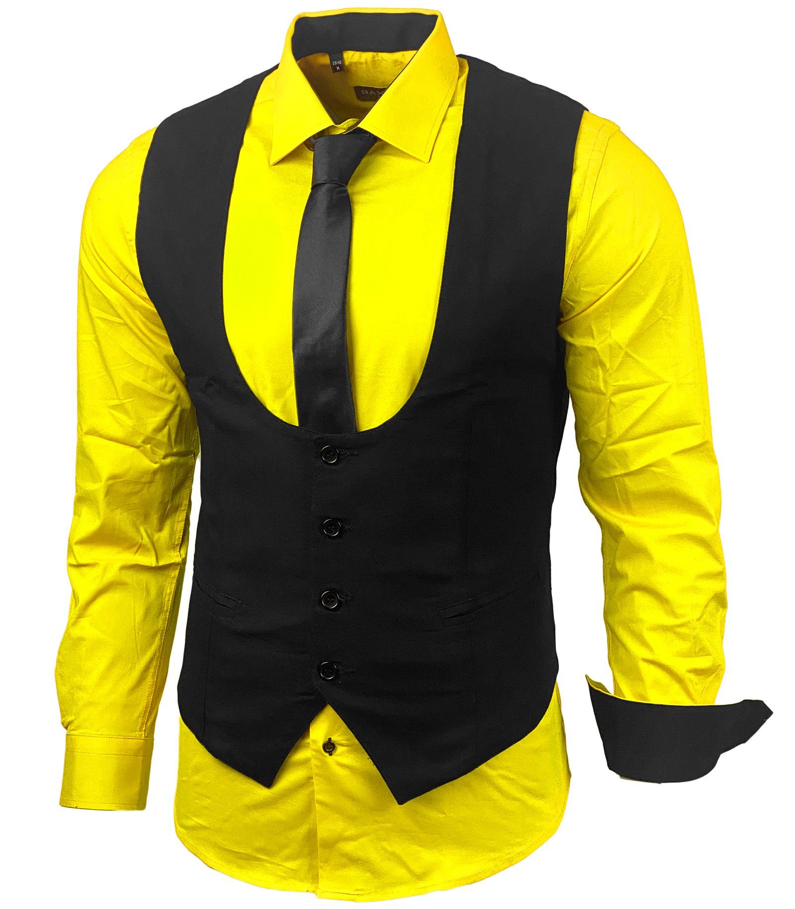 Baxboy Langarmhemd Baxboy Hemd/Weste/Krawatte Set Business Herrenanzug-Set HWKR B-101