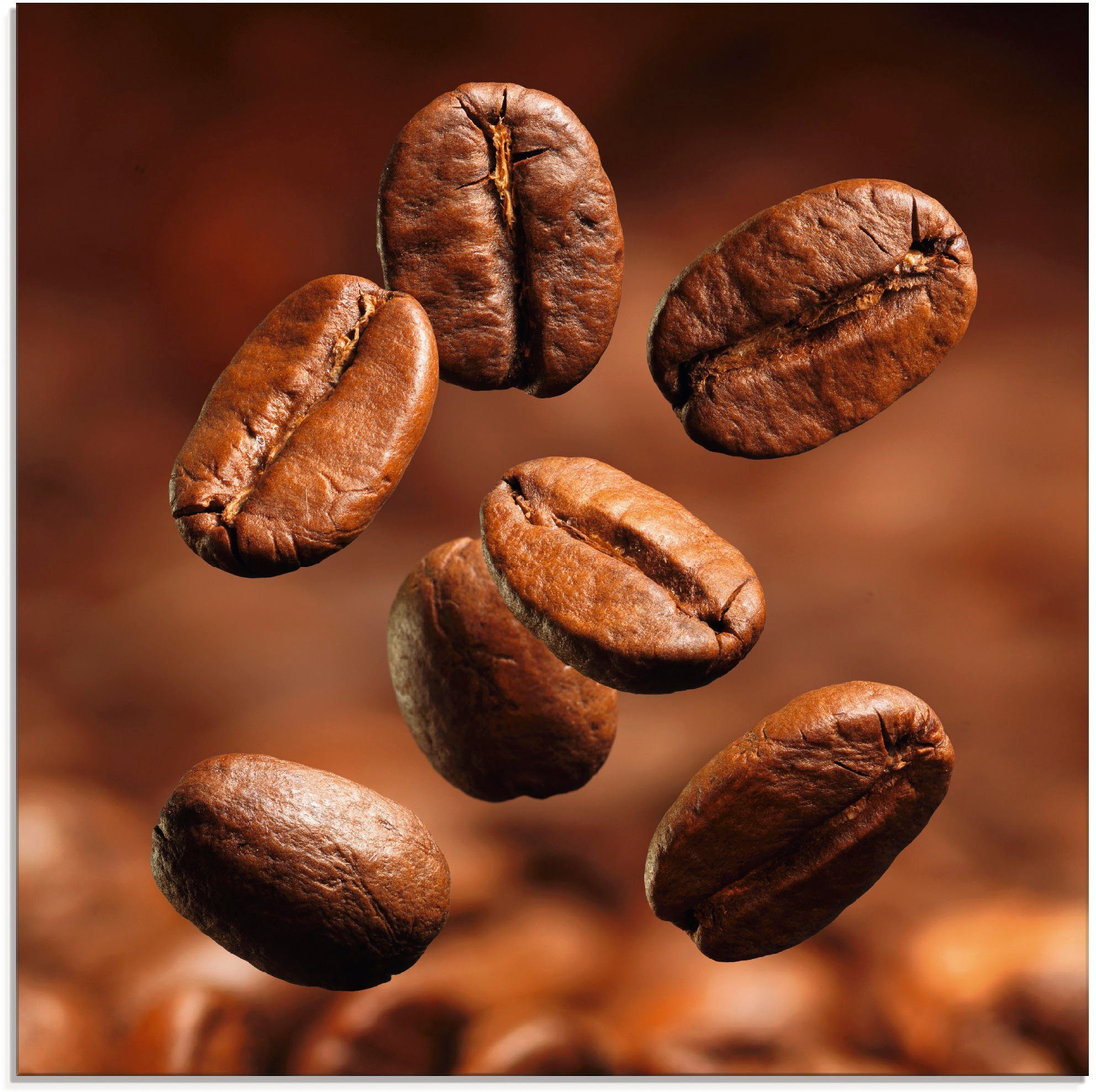Artland Glasbild Nahaufnahme von Kaffeebohnen, Getränke (1 St), in verschiedenen  Größen