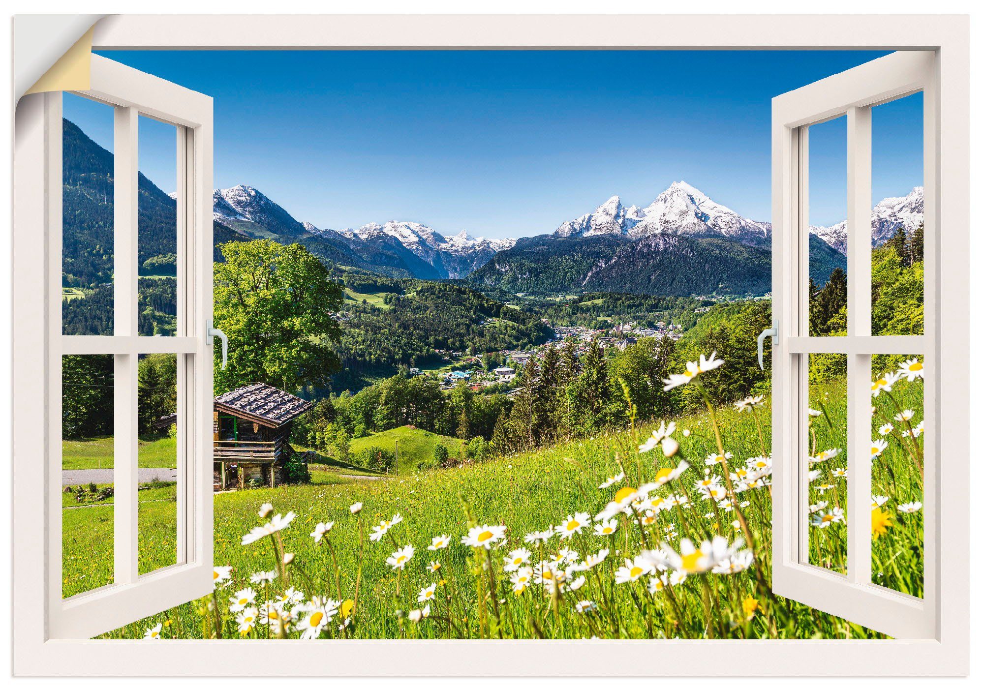 Artland Wandbild »Fensterblick Bayerischen Alpen«, Berge, (1 St.), als Alub günstig online kaufen