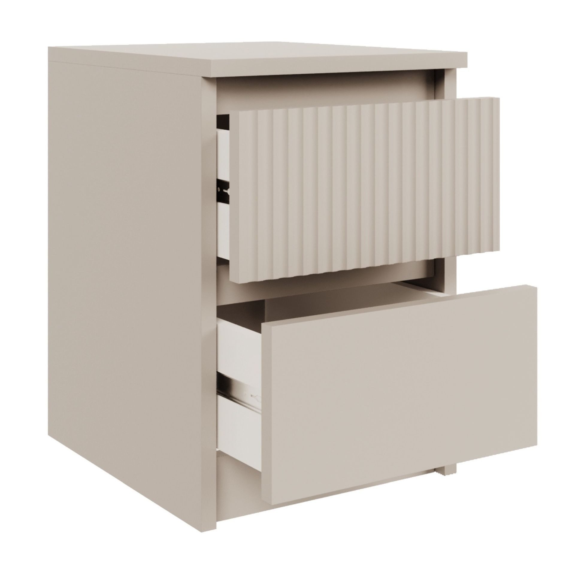 Selsey Nachttisch SANDIA, mit zwei Schubladen und geriffelter Front, 30 cm, Kaschmirgrau