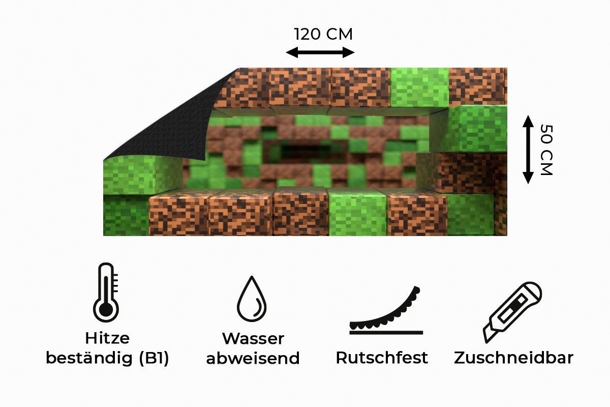 MuchoWow Küchenläufer Spiele - Blöcke - Spiele - Kinder, aus Kunststoff, Küchenteppich, Läufer für Küche, Rutschfest, Küchendeko, 120x50 cm