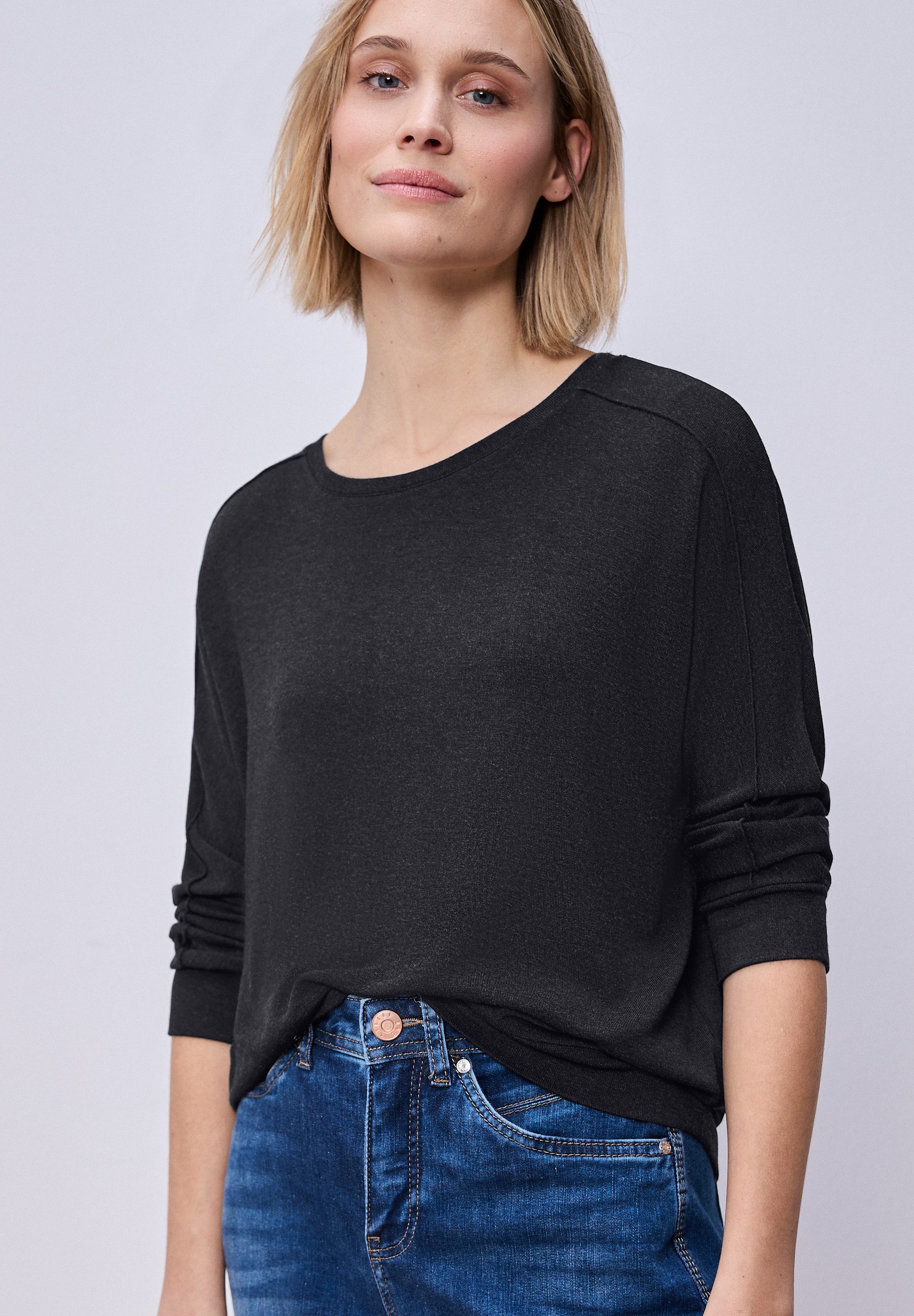 STREET ONE 3/4-Arm-Shirt im Melange-Look