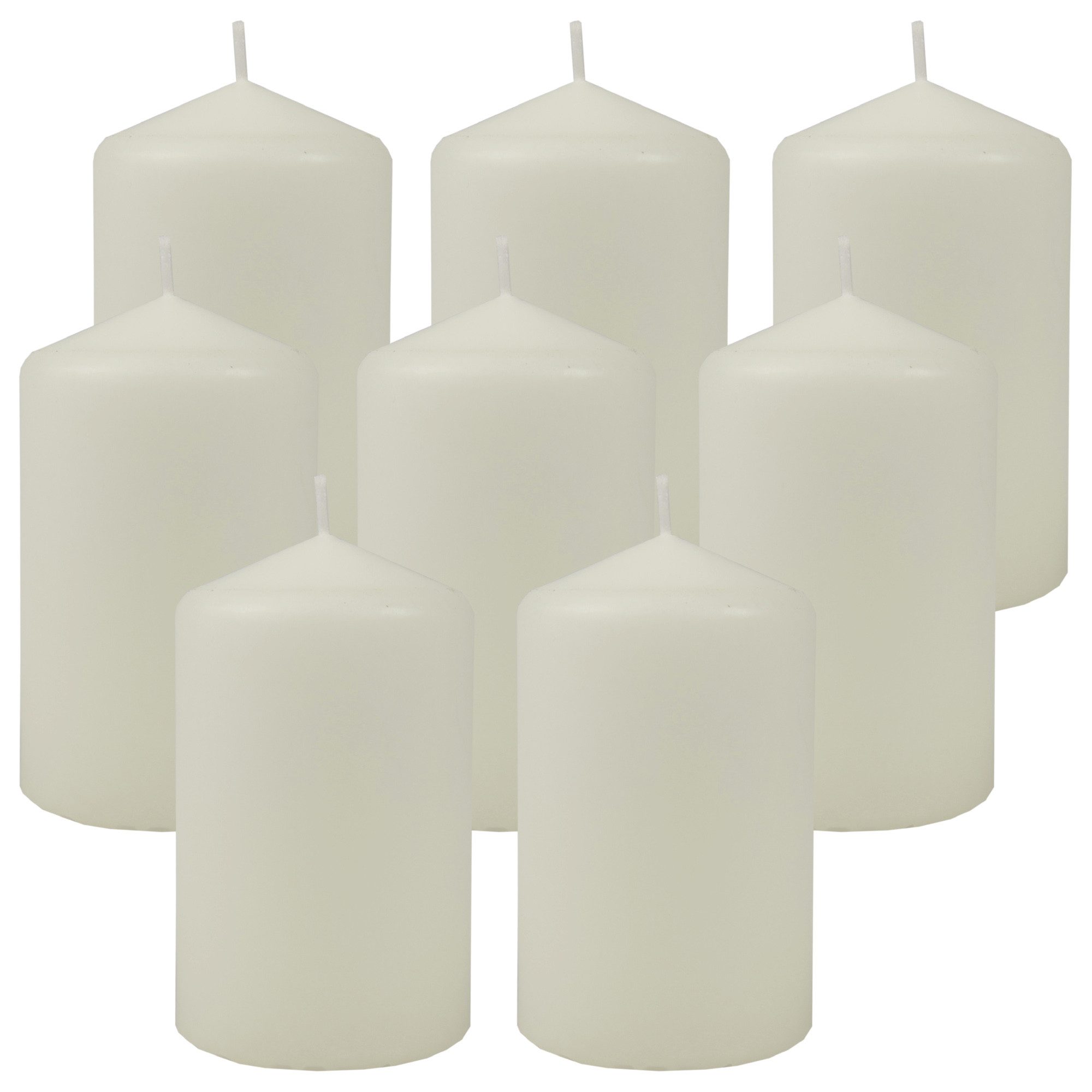HS Candle Stumpenkerze Ø6cm x 10cm (8-tlg), Wachskerzen, Made in EU, 25h Brenndauer, Baumwolldocht