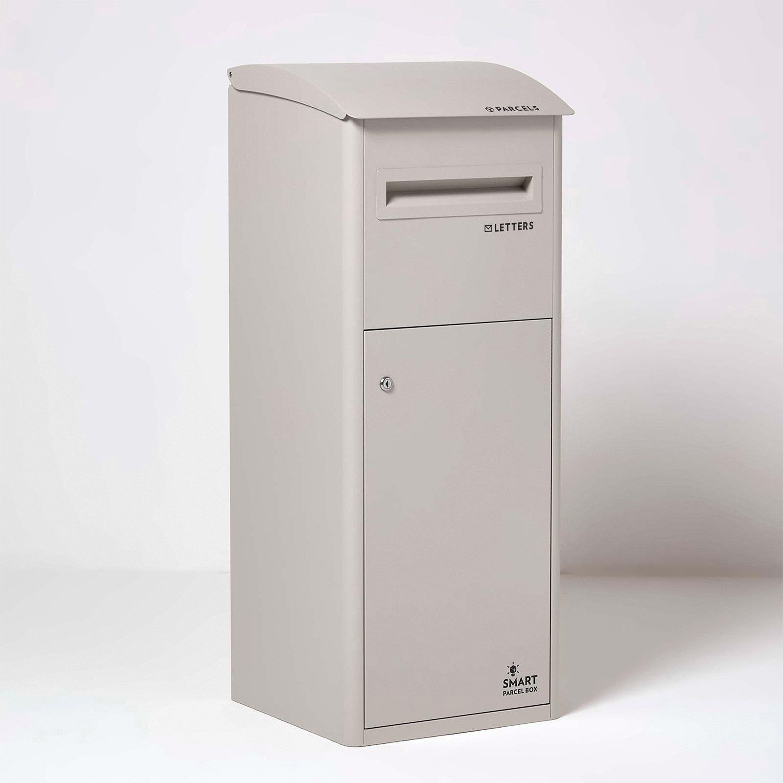 Smart Parcel Box Paketbriefkasten Extra großer Paketbriefkasten mit Schrägdach, Entnahme vorne, creme