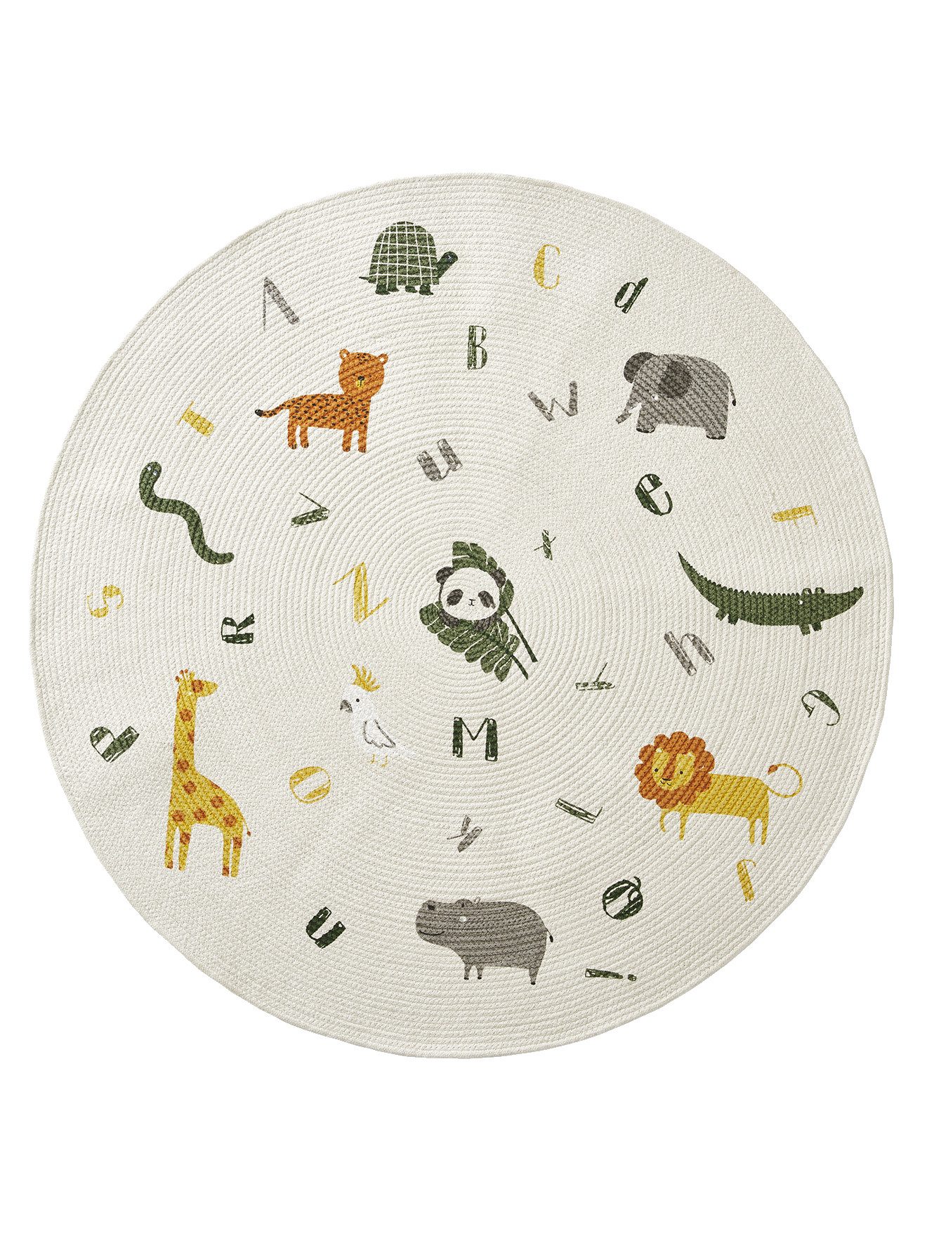 vertbaudet Kinderteppich Kinderzimmer Teppich PANDAFREUNDE mit Alphabet