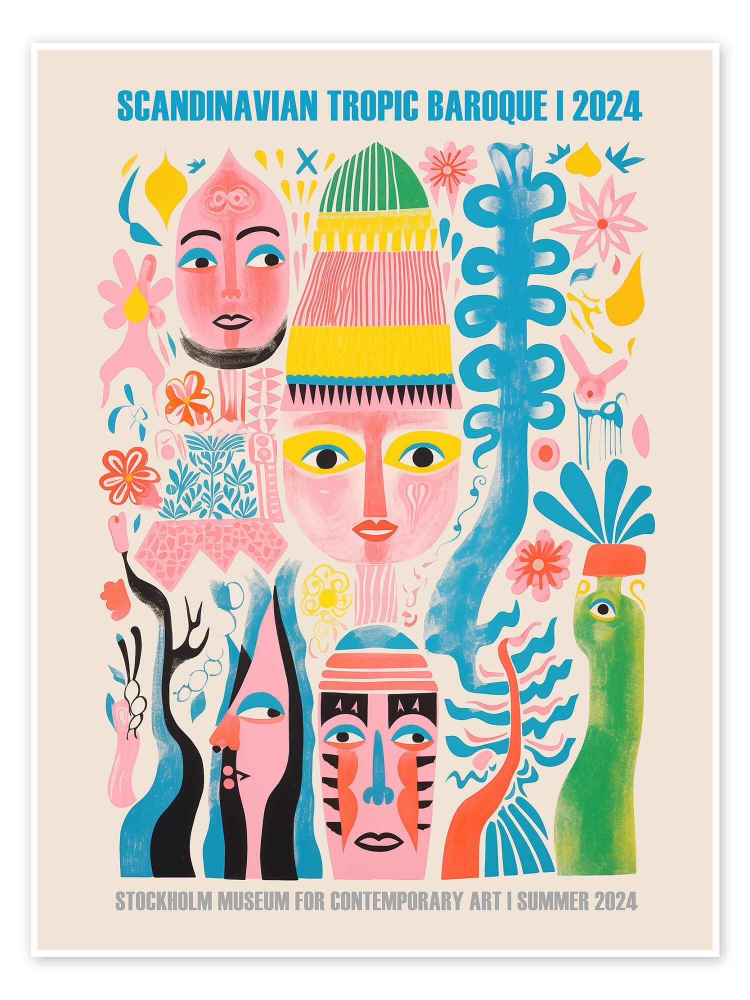 Posterlounge Poster Frank Daske, Scandinavian Tropic Baroque 2024, Wohnzimmer Skandinavisch Malerei