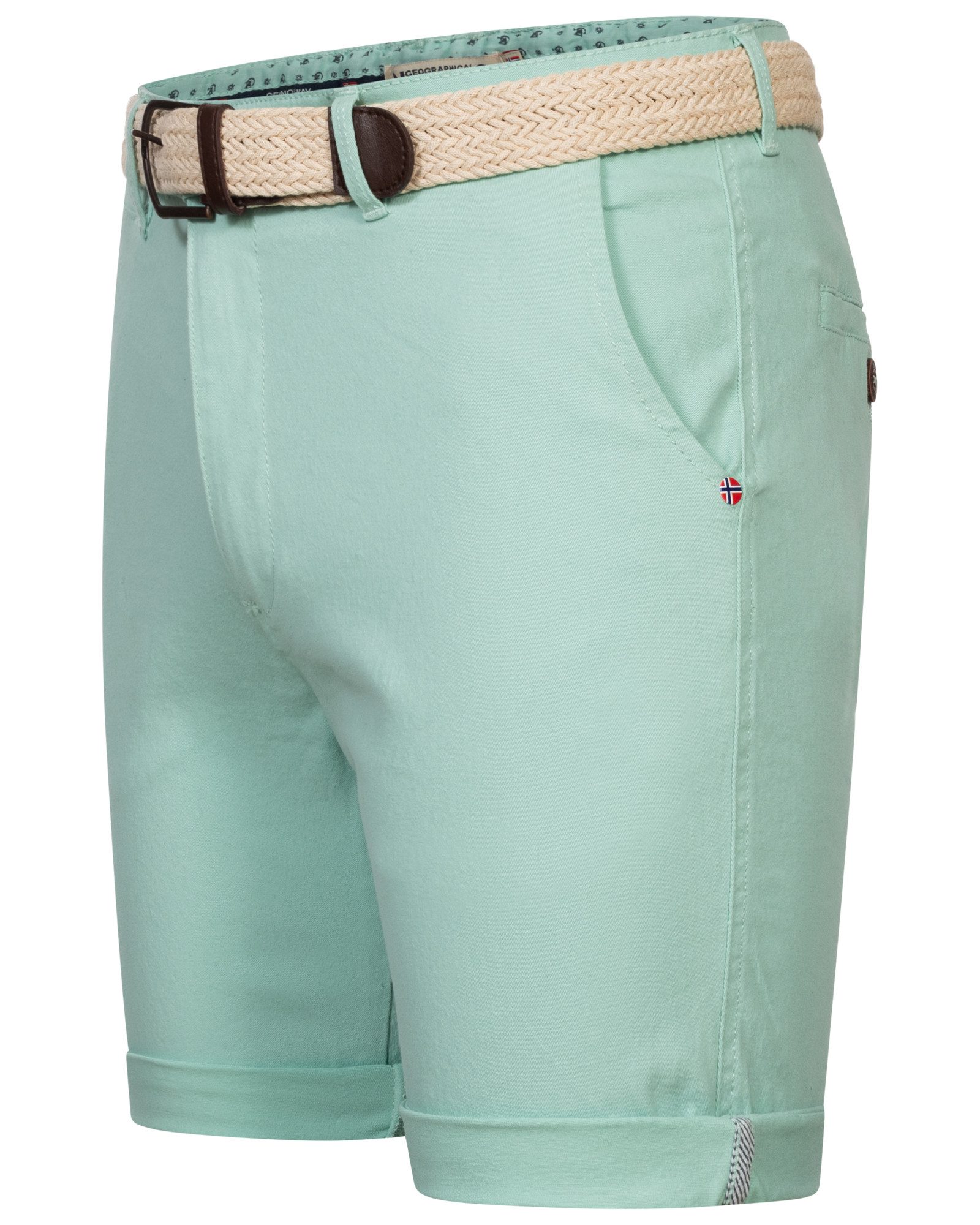 Geographical Norway Bermudas Chino Shorts kurze Hose Bermuda Knielang Stoff bequem mit Gürtel short – Bild 4 von 5