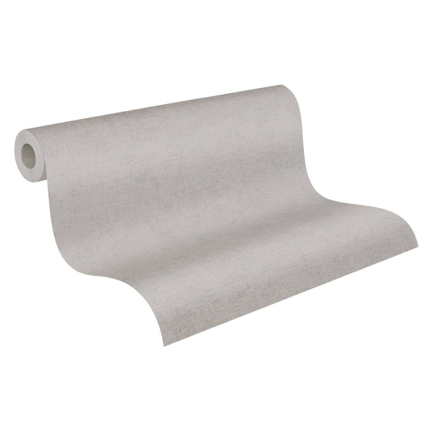 Profhome Vliestapete 306464-GU Uni Tapete Spachteloptik schimmernd grau platin-grau 5,33 m2, leicht strukturiert, schimmernd, (1 Rolle, 5,33 qm), heißgeprägte Vliestapete, grau