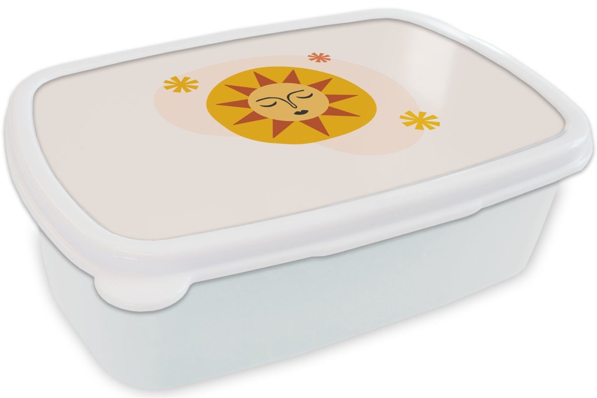 - und (2-tlg), Kunststoff, Kinder Pastell, Sommer für und MuchoWow Erwachsene, für Mädchen weiß Lunchbox Brotdose, Brotbox Sonne Jungs -