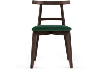 Konsimo Esszimmerstuhl Esstischstühle LILIO Holzstühle Polsterstühle 2 St, hergestellt in der EU, Buchenholzrahmen, Vintage, dunkle Walnuss