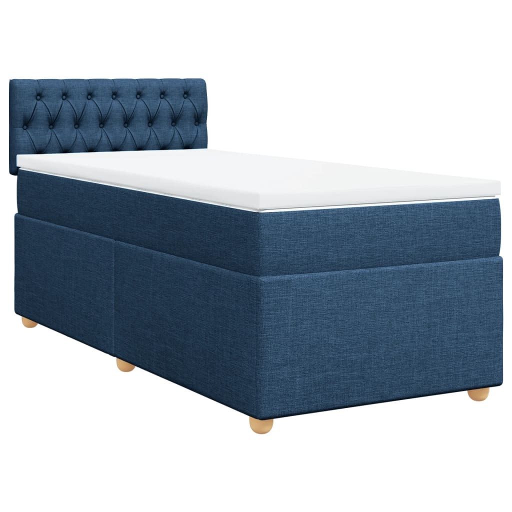 Bett Boxspringbett mit Matratze Blau 90x200 cm Stoff