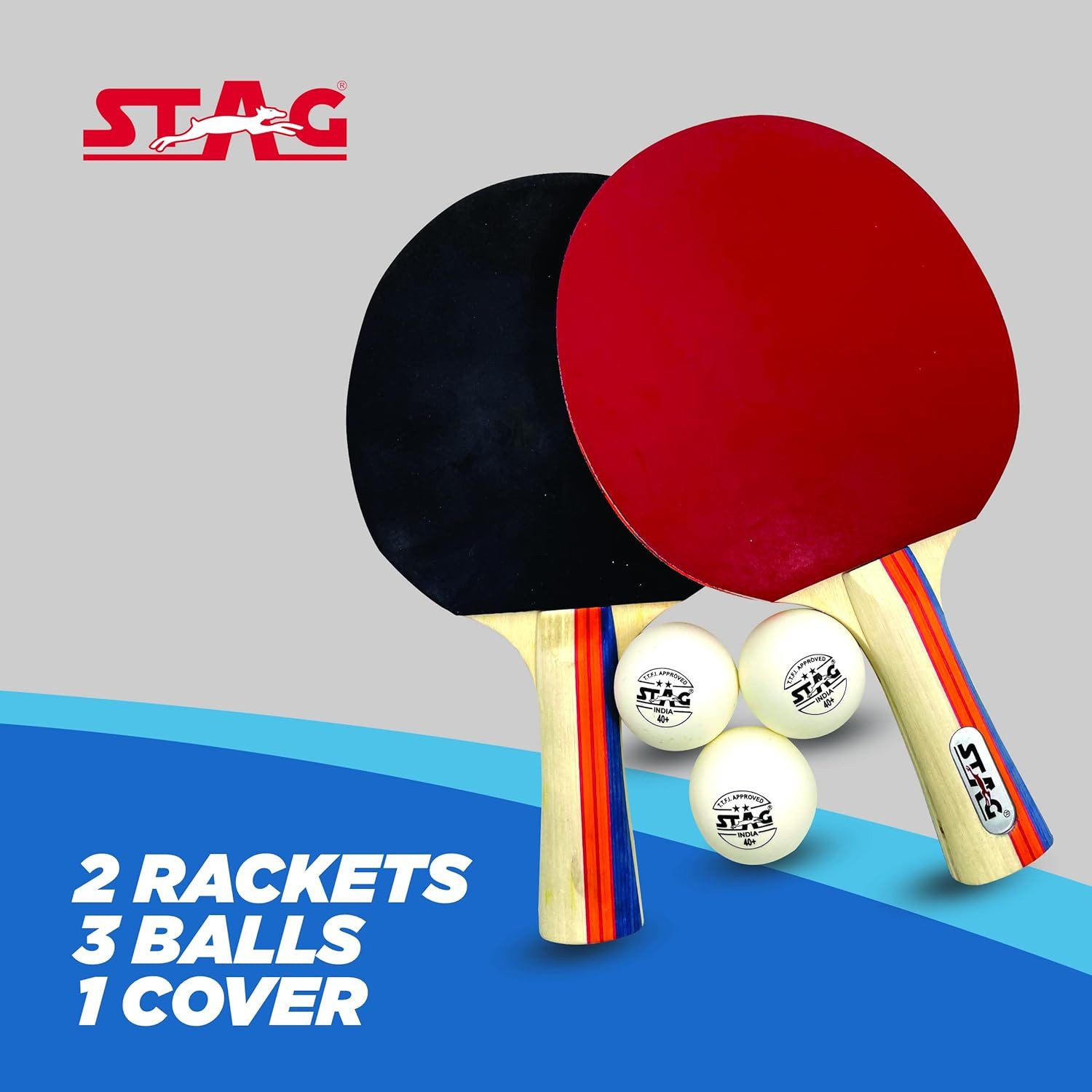 STAG ICONIC PRIVATE LIMITED Tischtennisschläger Iconic Tournament Professionelles Tischtennis-Set (Für Männer und Jungen, All-in-One-Spielset), Geringes Gewicht und bequemer Griff