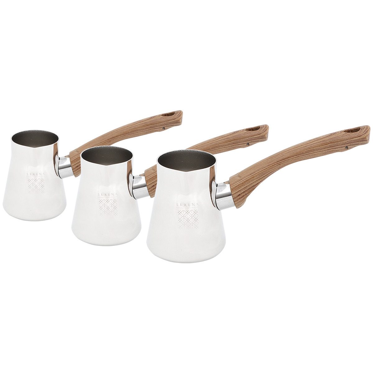 SERENK Kaffeekanne Serenk Kaffeekännchen Set 4-tlg Edelstahl Cezve mit Ständer, (4-St) – Bild 2 von 5
