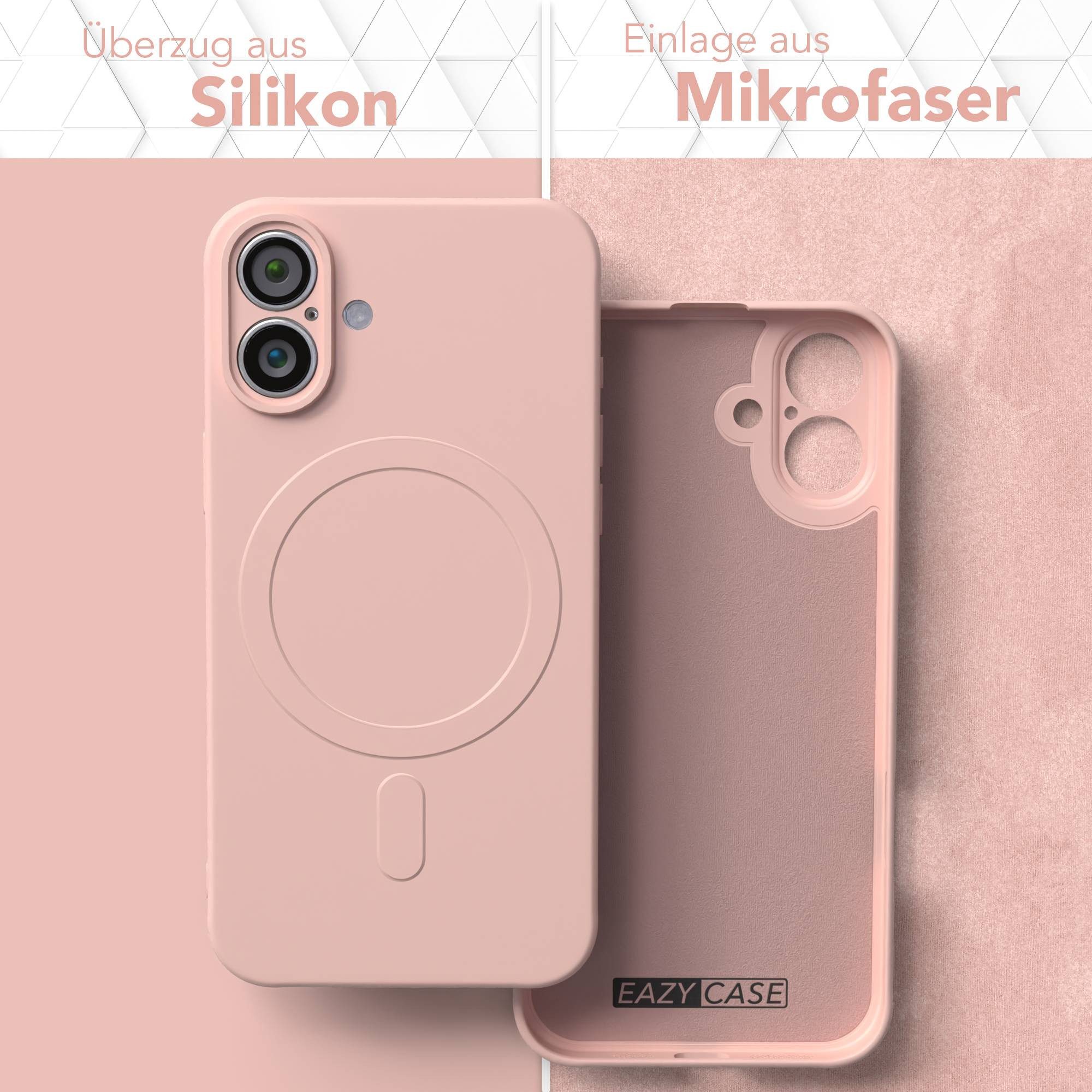EAZY CASE Handyhülle für Apple iPhone 16 Plus Hülle Silikon 6,7 Zoll, MagSafe Schutzhülle Silikoncover mit Kameraschutz Rosa / Altrosa – Bild 3 von 5