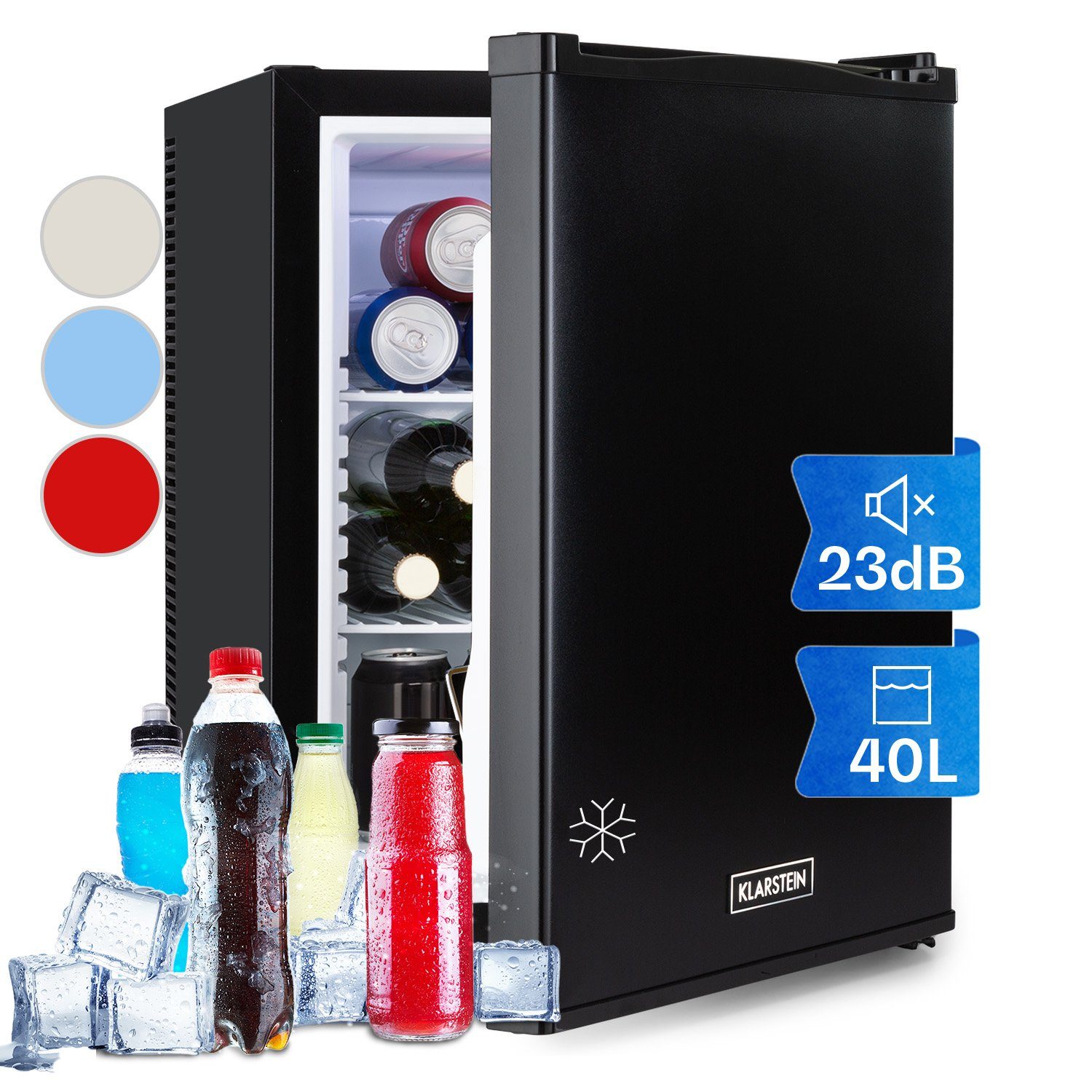 Klarstein Table Top Kühlschrank Getränkekühlschrank Gefrierfach 10035247A, cm 53.5 klein hoch, breit, cm Hausbar ohne Minikühlschrank 40 HEA-HappyHour-42Blk