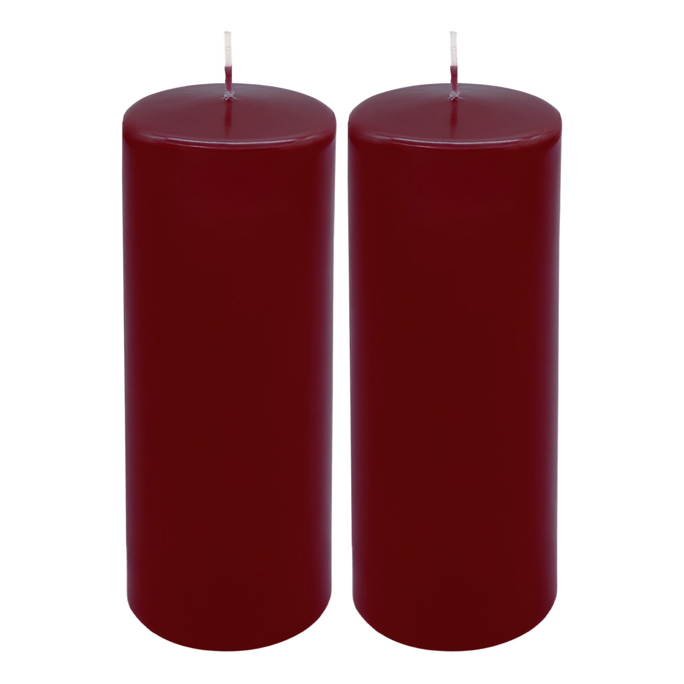 Spetebo Stumpenkerze Laternen Kerze 21 x 7 cm bordeaux unparfümiert (Set, 2-tlg., 1 Stück), XL Stumpenkerze mit 80 Stunden Brenndauer