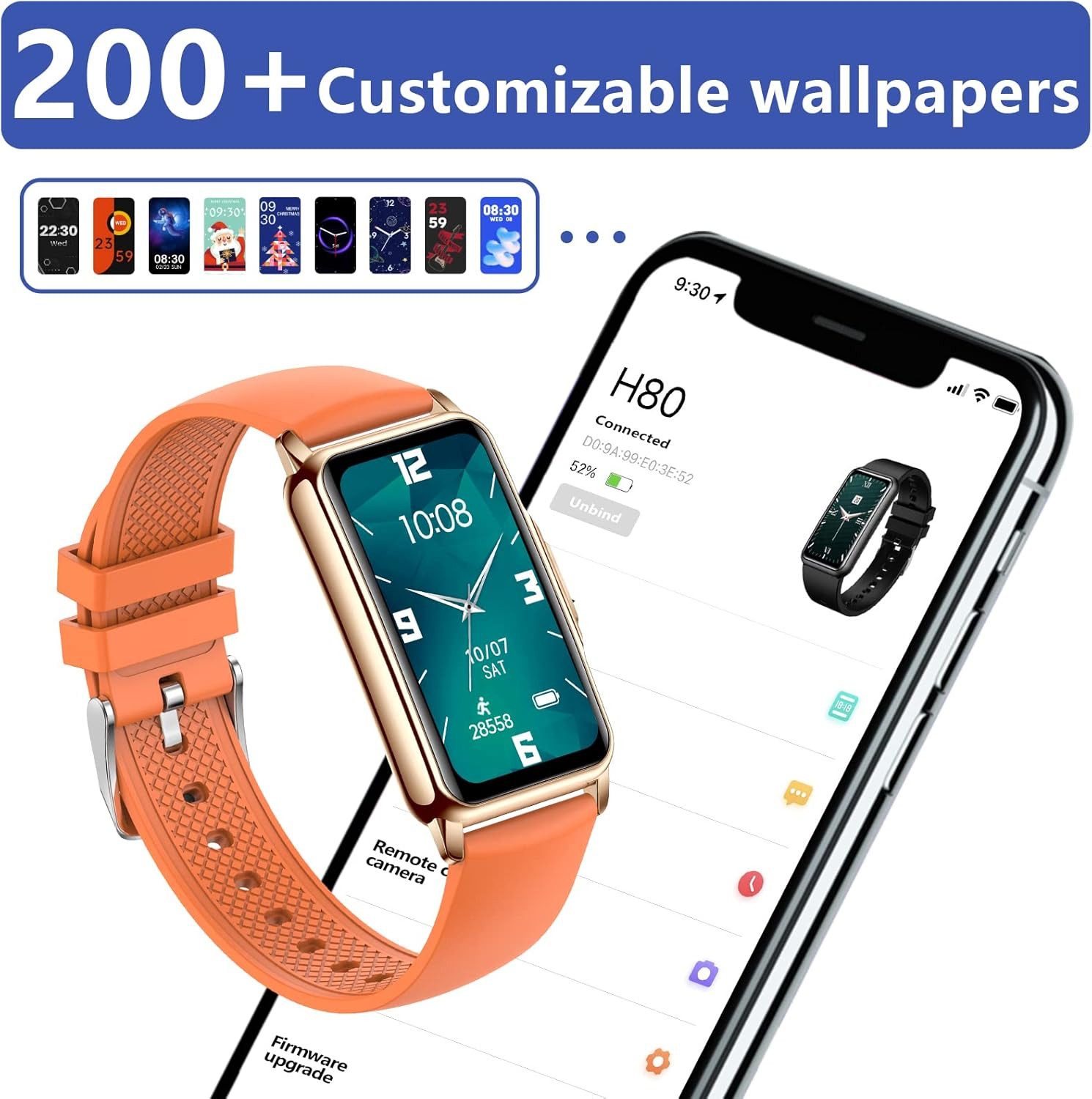 Kesasohe Damen's IP68 Wasserdicht Fitness tracker; Sportuhr 124 Sportmodi Smartwatch (4 cm/1,47 Zoll, Android iOS), mit SpO2 Herzfrequenzmessung Schlafmonitor und Musikkontrolle