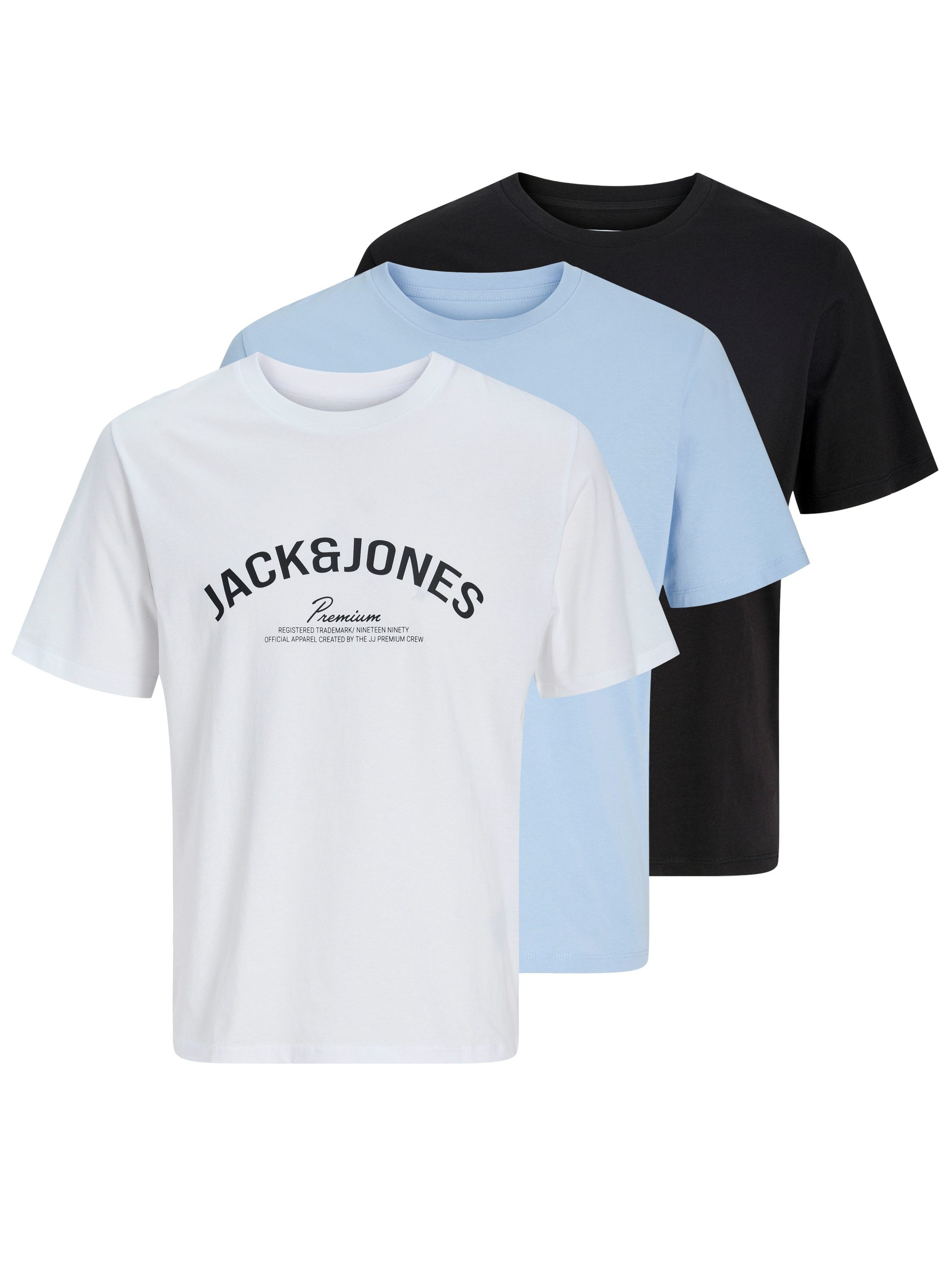 Jack & Jones Rundhalsshirt JPRBLATOMMY SS TEE FST 3PK MP (Packung, 3-tlg)
