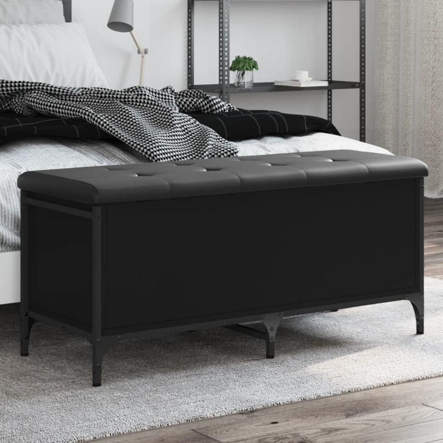LuxusKollektion Truhenbank Sitzbank mit Stauraum Schwarz 102x42x45cm Kunstleder (1-St)