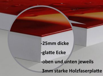 Haus und Deko Wandbild Wandbild Holzrahmen 3-teiliges -Set rote weiße Rosen Wassertropfen, Rosen (3 St)