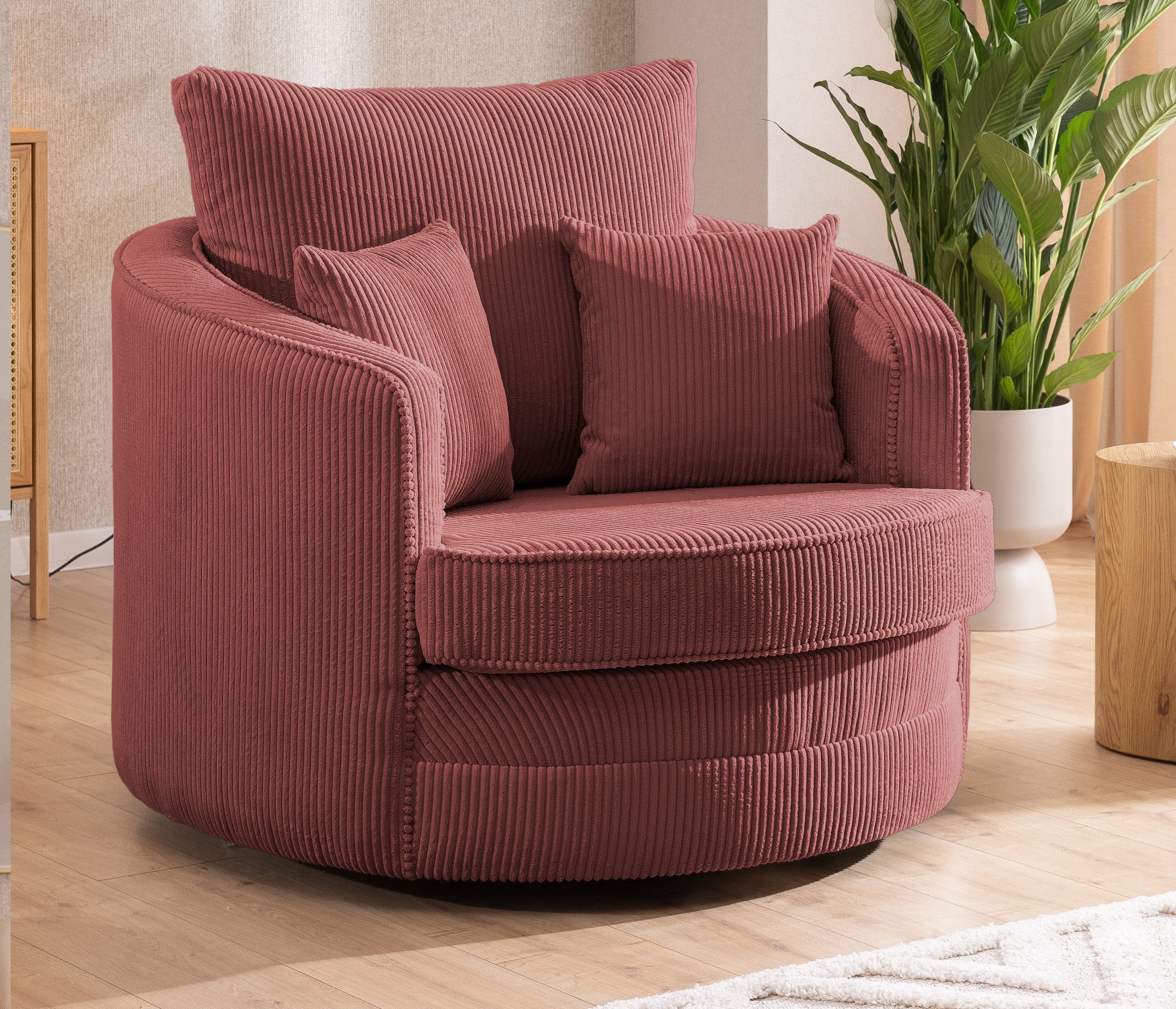 S-Style Möbel Drehsessel Ted Love Seat XXL 360 Grad drehbar aus Cord-Stoff, günstig online kaufen