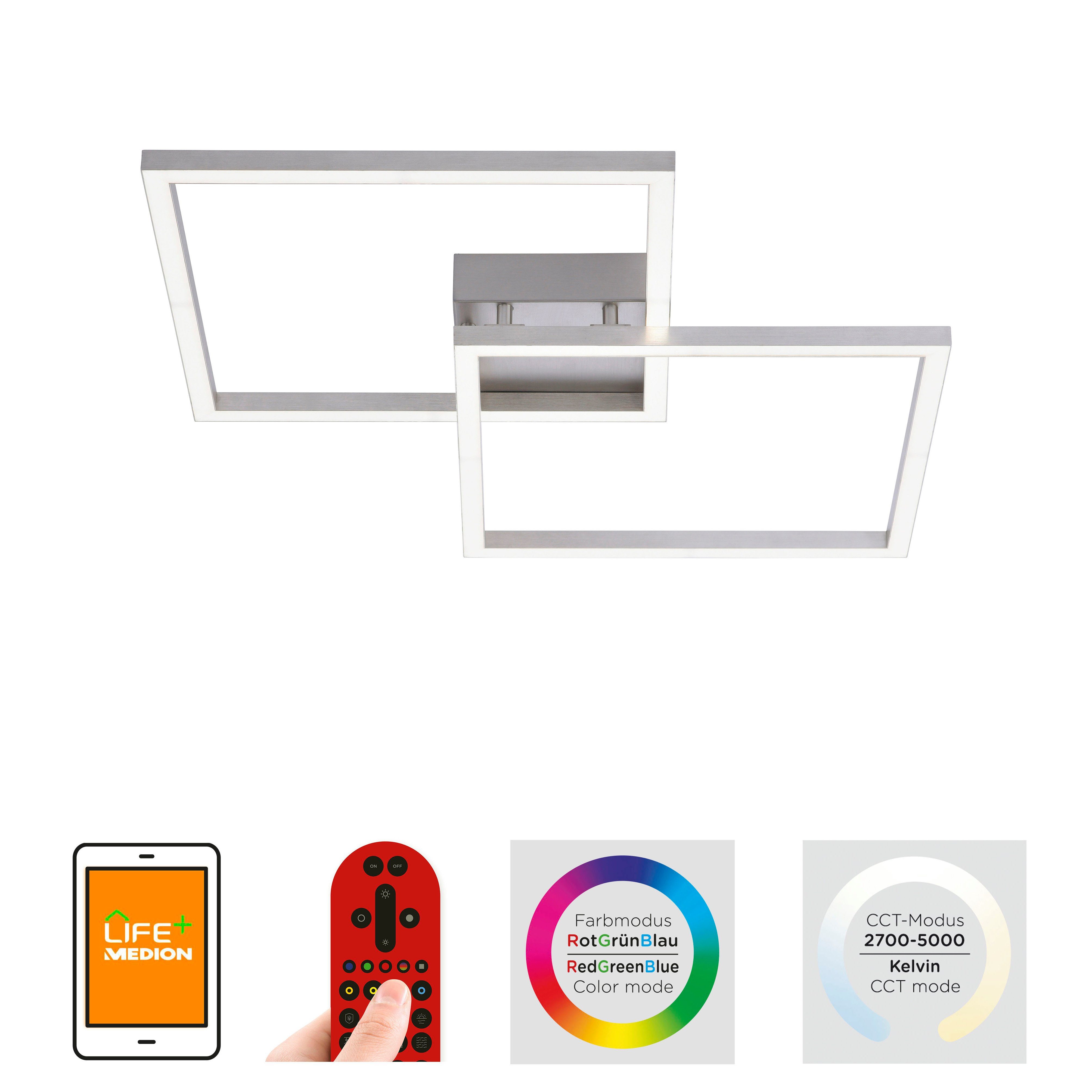 Deckenleuchte Fernbedienung, white, integriert, Fernbedienung, vom kaltweiß, fähig Memory, Trennung Infrarot - LED Smarthome Netz, warmweiß RGB+tunable inkl., Ls-MAXI, nach dimmbar Leuchten über Direkt inkl., Fernbedienung, fest Infrarot