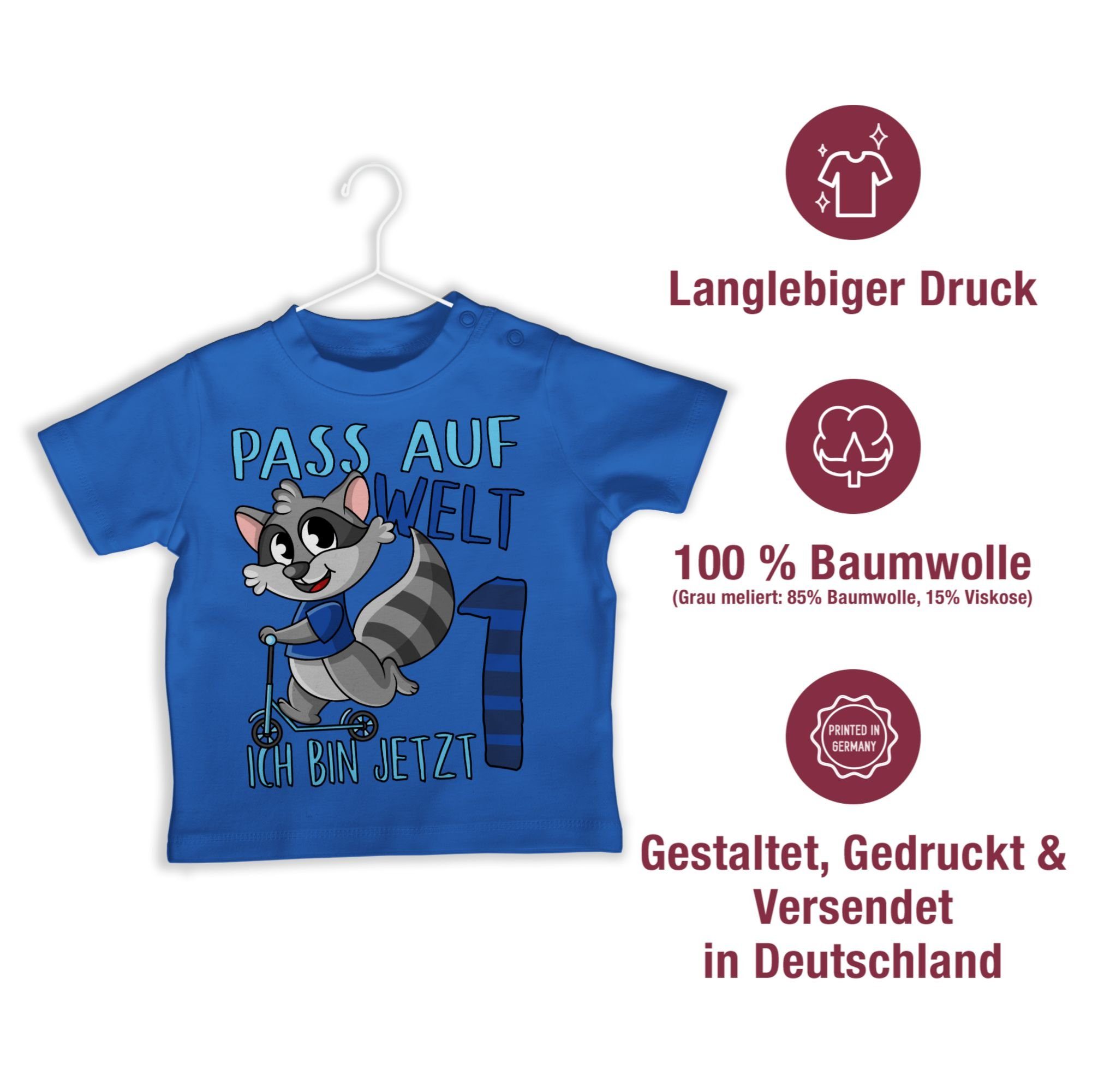 Pass bin T-Shirt 2 - Geburtstag Shirtracer auf jetzt Royalblau ich blau 1. eins Welt