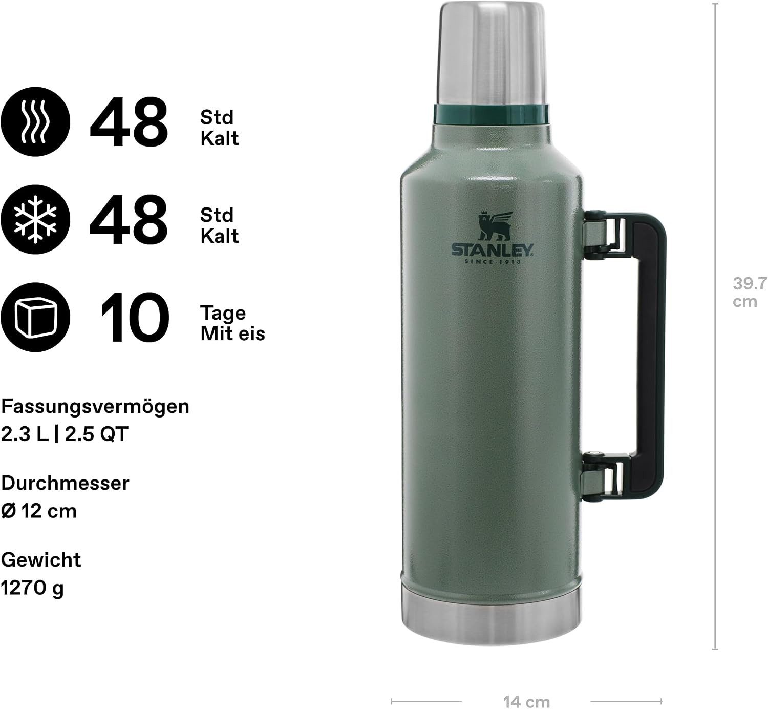 Stanley 1913 Isolierkanne STANLEY 1913 Classic Legendary Thermosflasche 2.3L, (1-St) – Bild 3 von 5
