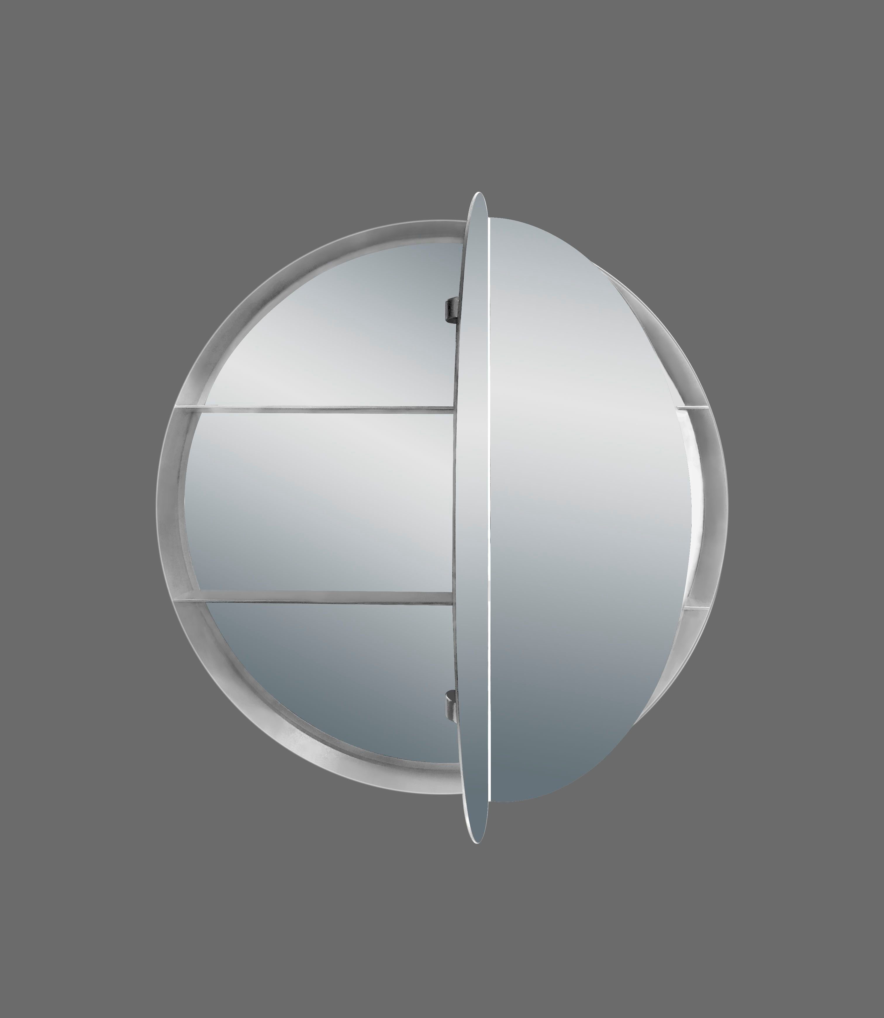 Talos Badezimmerspiegelschrank Ø: 60 aus Aluminium IP24 und Echtglas, cm