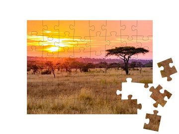 puzzleYOU Puzzle Savanne Afrika mit Akazienbäumen, Tansania, 48 Puzzleteile, puzzleYOU-Kollektionen Safari, Wildnis, Wildnis & Wüste