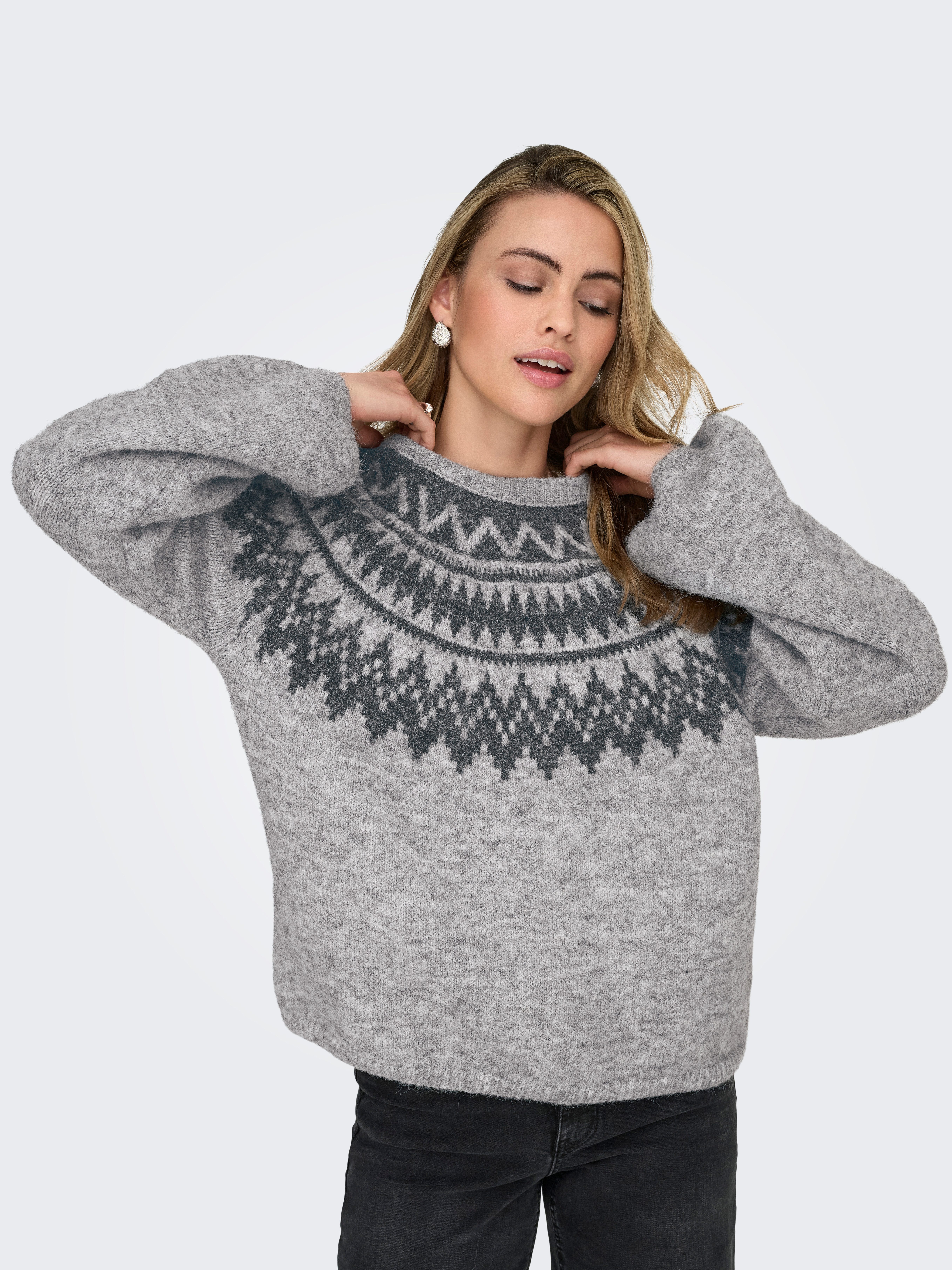 ONLY Strickpullover ONLREYKJA LS O-NECK KNT mit Wolle und Stretchanteil