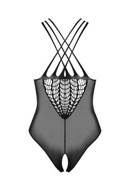 Obsessive Body Sexy Netz-Body transparent - schwarz (1-tlg) offener Schritt