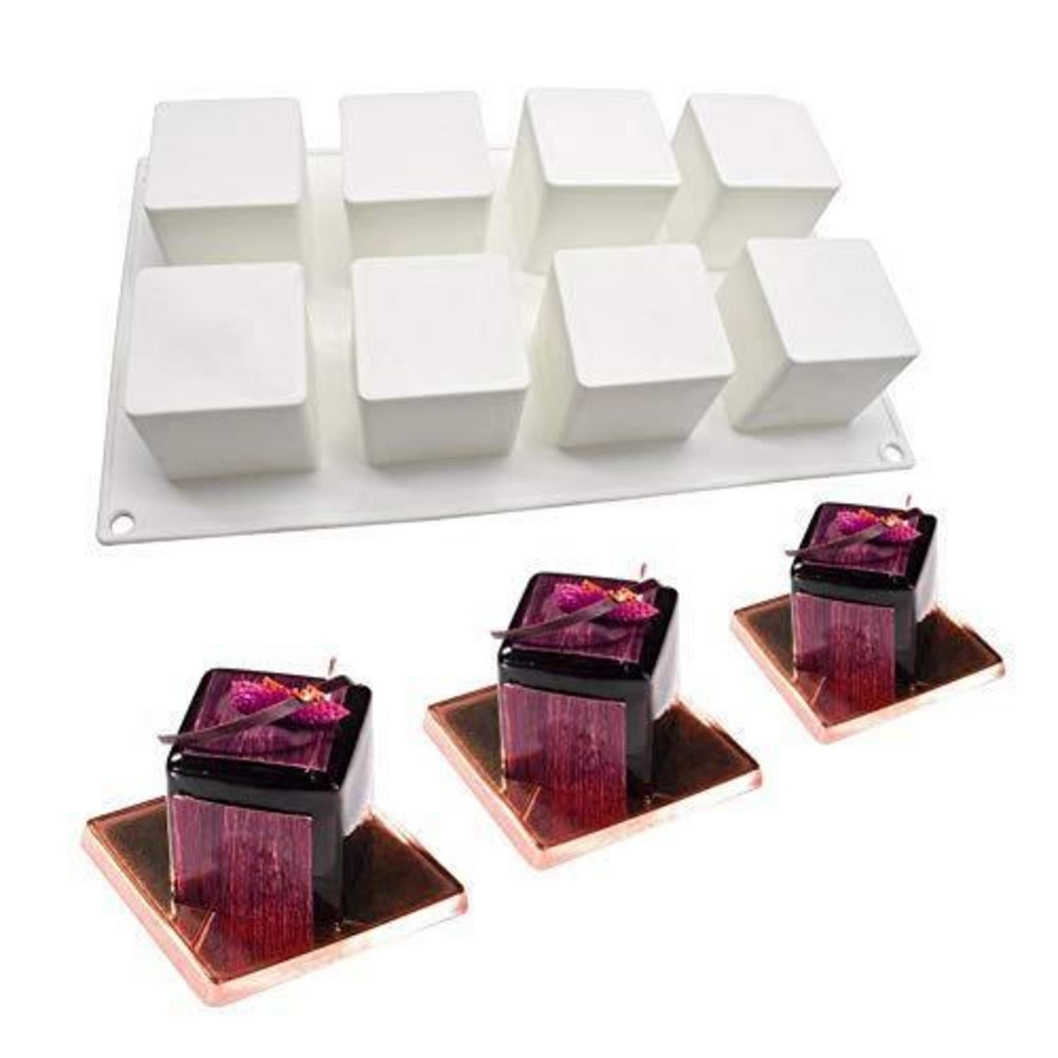 Silikonform Silikon Backform Mousse Kuchen 8er Quadrat