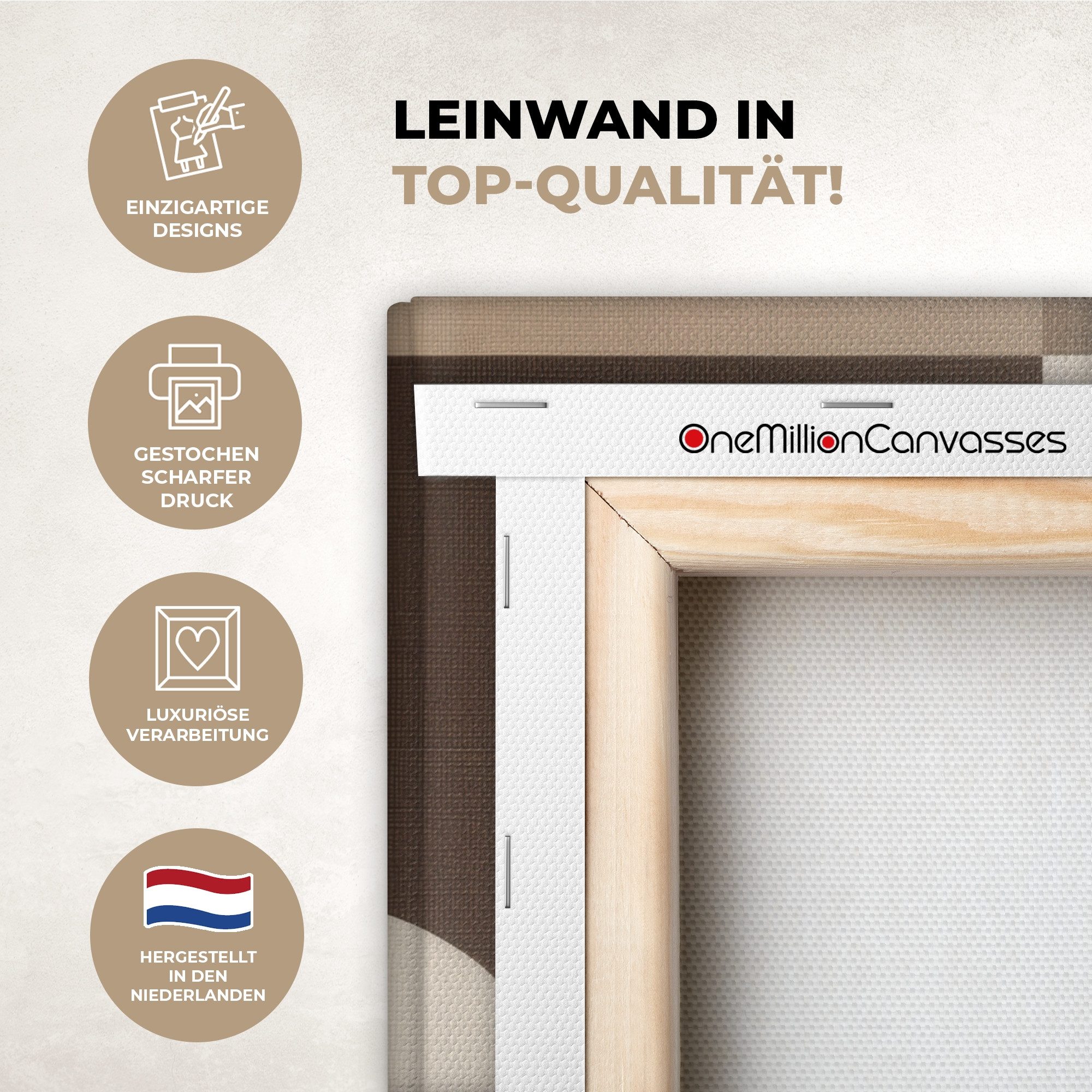 OneMillionCanvasses® Leinwandbild Geometrisch - Gewebte Struktur - Modern, Fotodruck (1 St), Wandbild, Deko Schlafzimmer Wohnzimmer Flur 20x20 cm