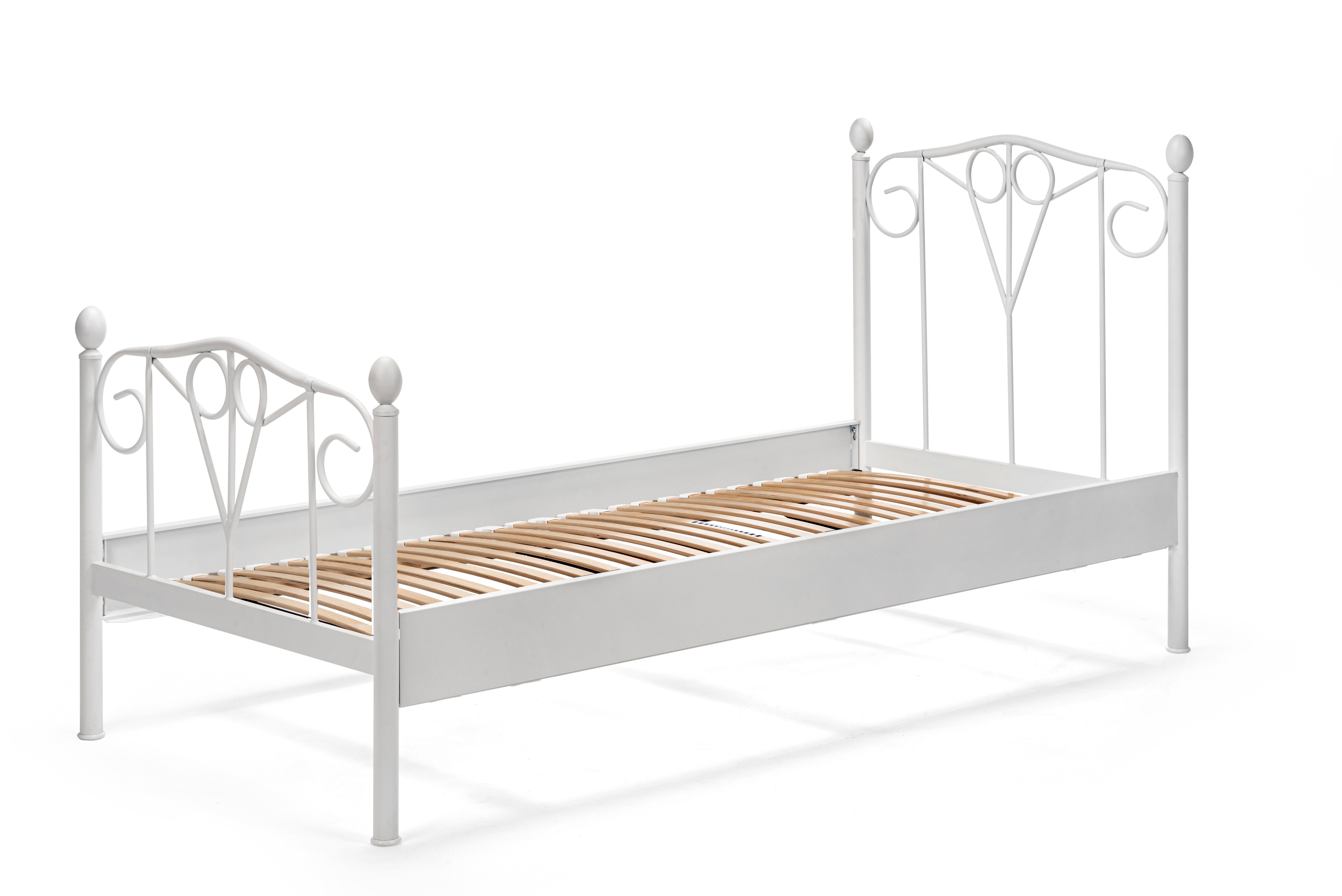 90x200 lackiert BedBox weiss hochglanz Metallbett Maya weiss stabil Metallbett | zeitlos, und cm,