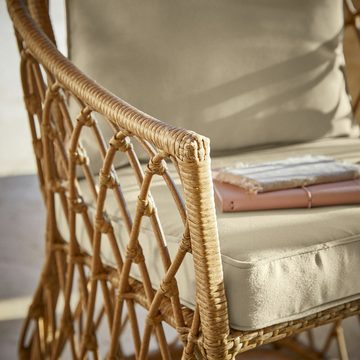 Mirabeau Gartensessel Sessel mit Hocker Menoncourt braun/creme