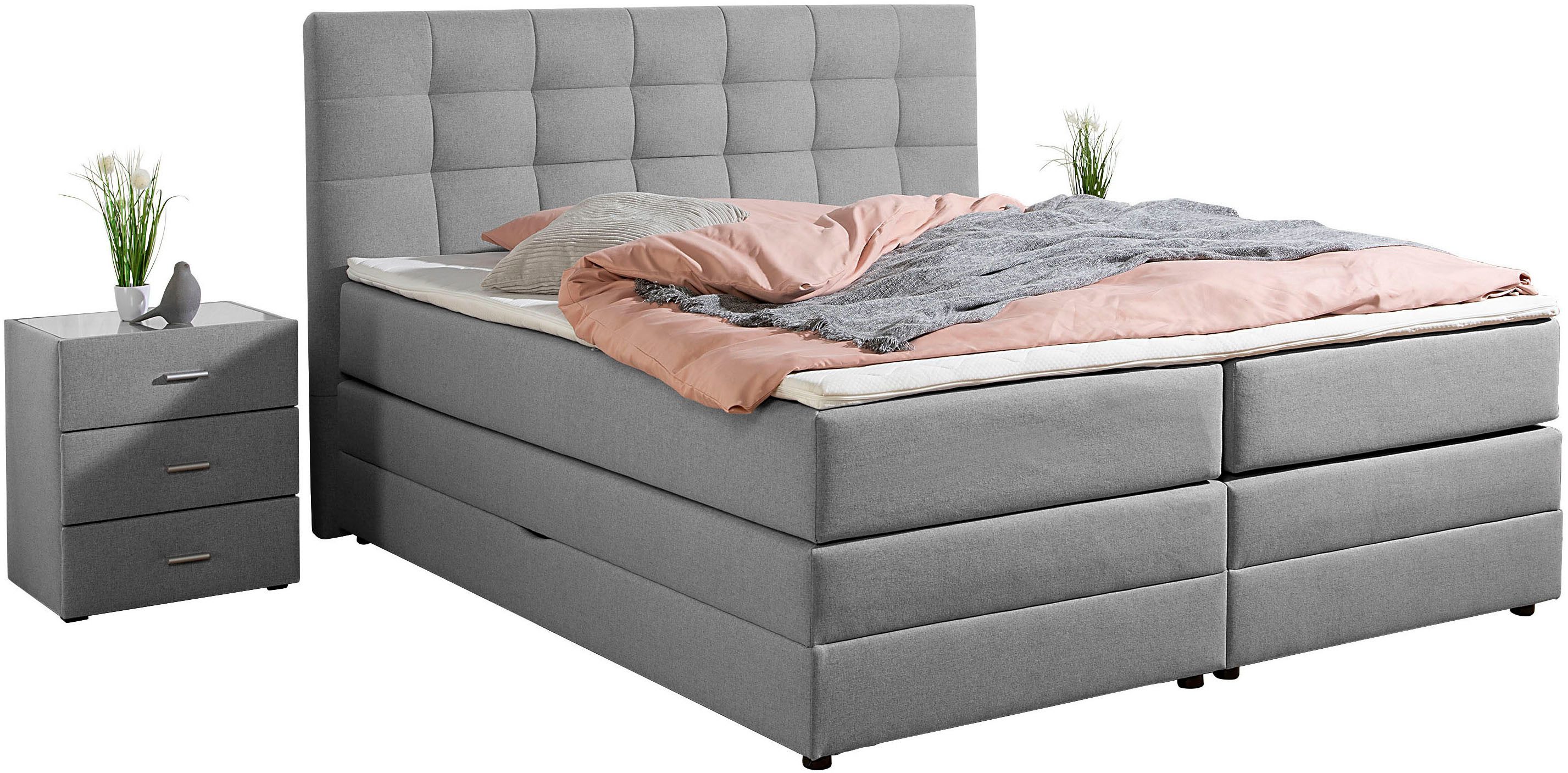 Home affaire Boxspringbett Ethan, inkl. Topper und geräumigen Bettkasten erhältlich in H2, H3 und H4