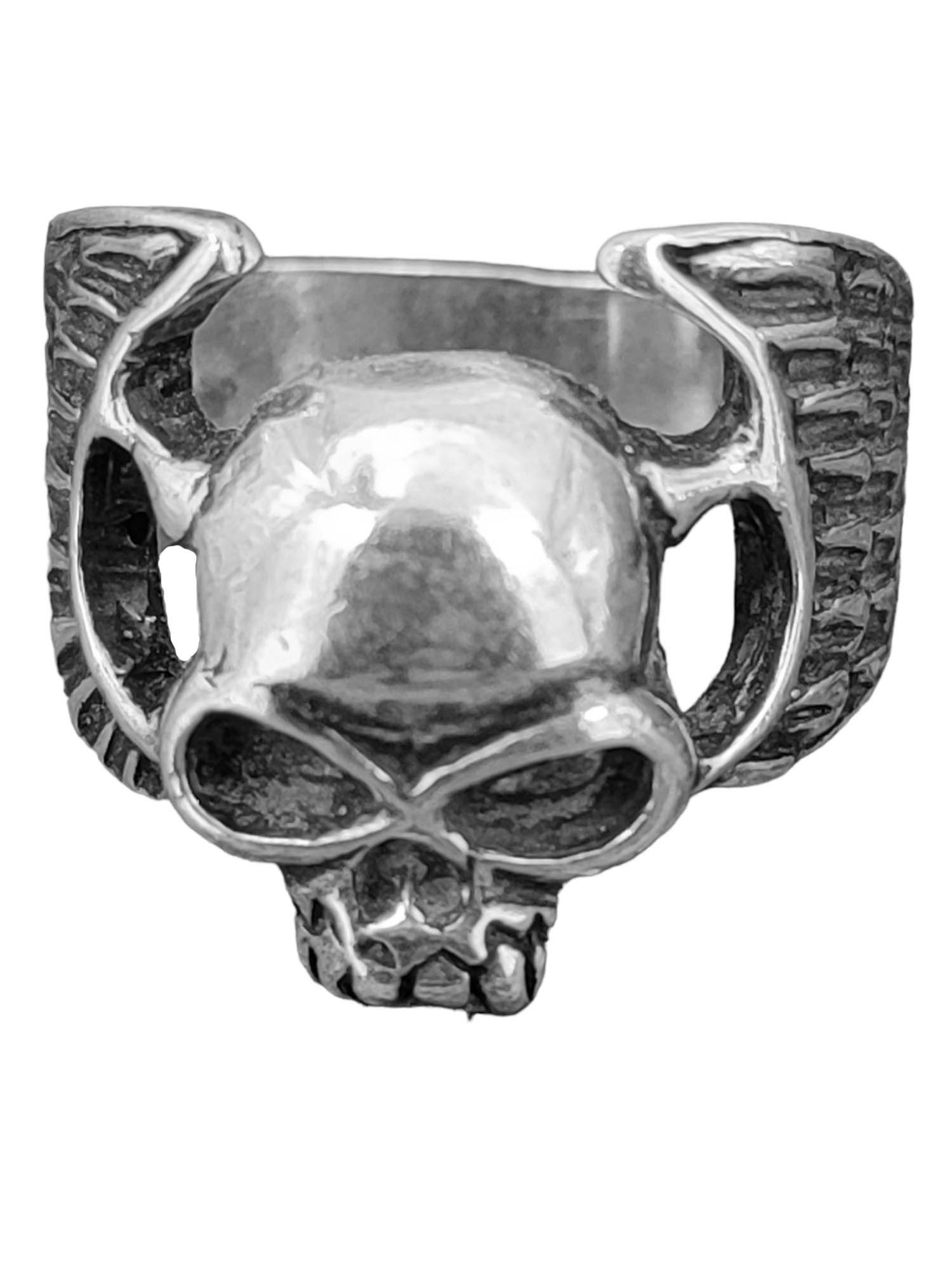 Gr. Silber (tk12) Leather of Ring 54-74 Totenkopf, Silberring - Kiss