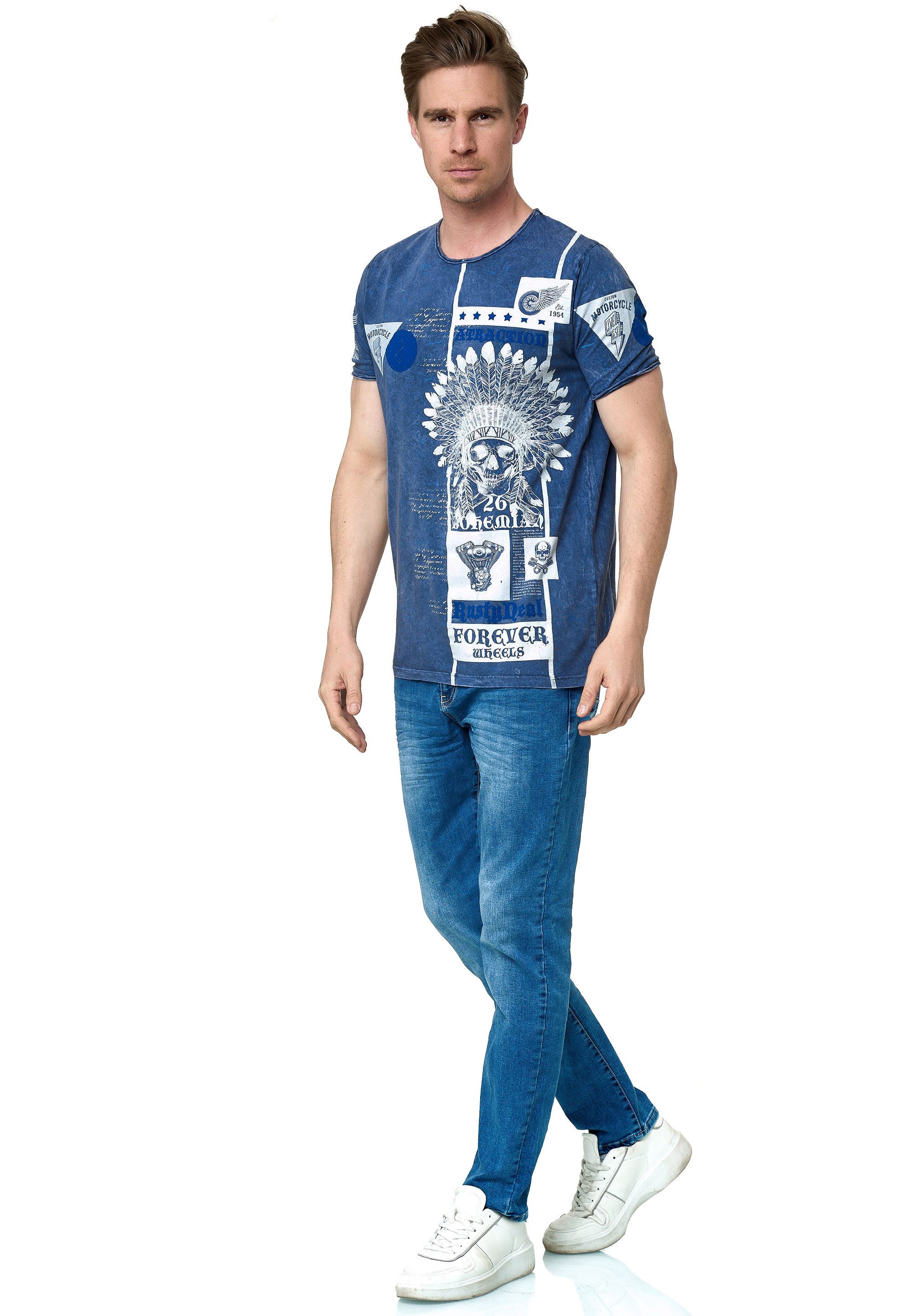 Rusty Neal T-Shirt mit coolem Skull-Print