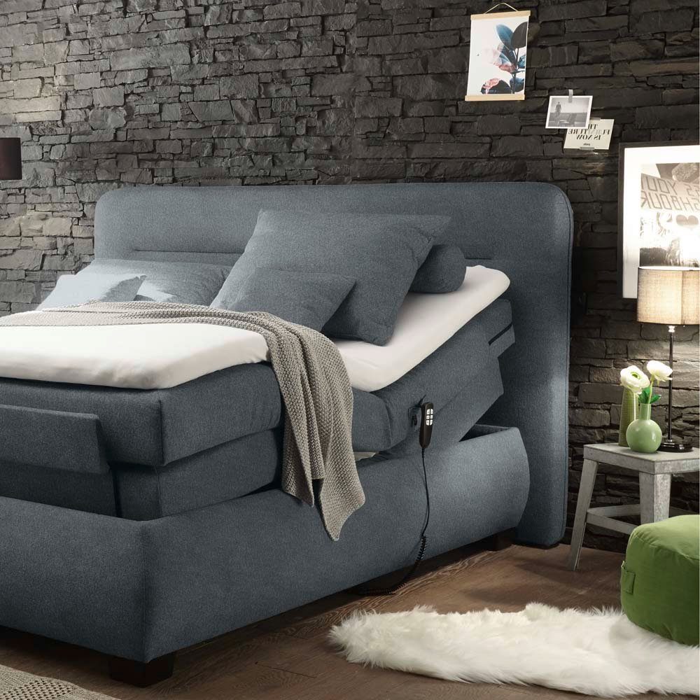 03 cm EDIRNE-09 Boxspringbetten, Uran dark elektrisch LOMADOX Lomadox Boxspringbett verstellbar 180x200 grey in