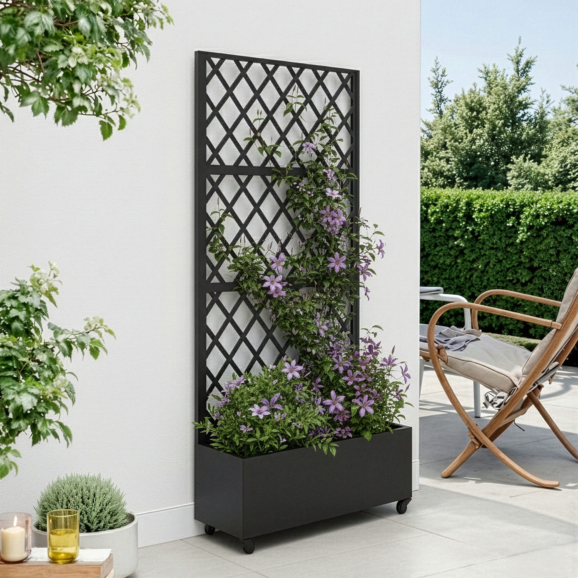 casa.pro Blumenkasten, mit Trennwand »Malja« Rankhilfe Stahl 190x82x38 cm Schwarz