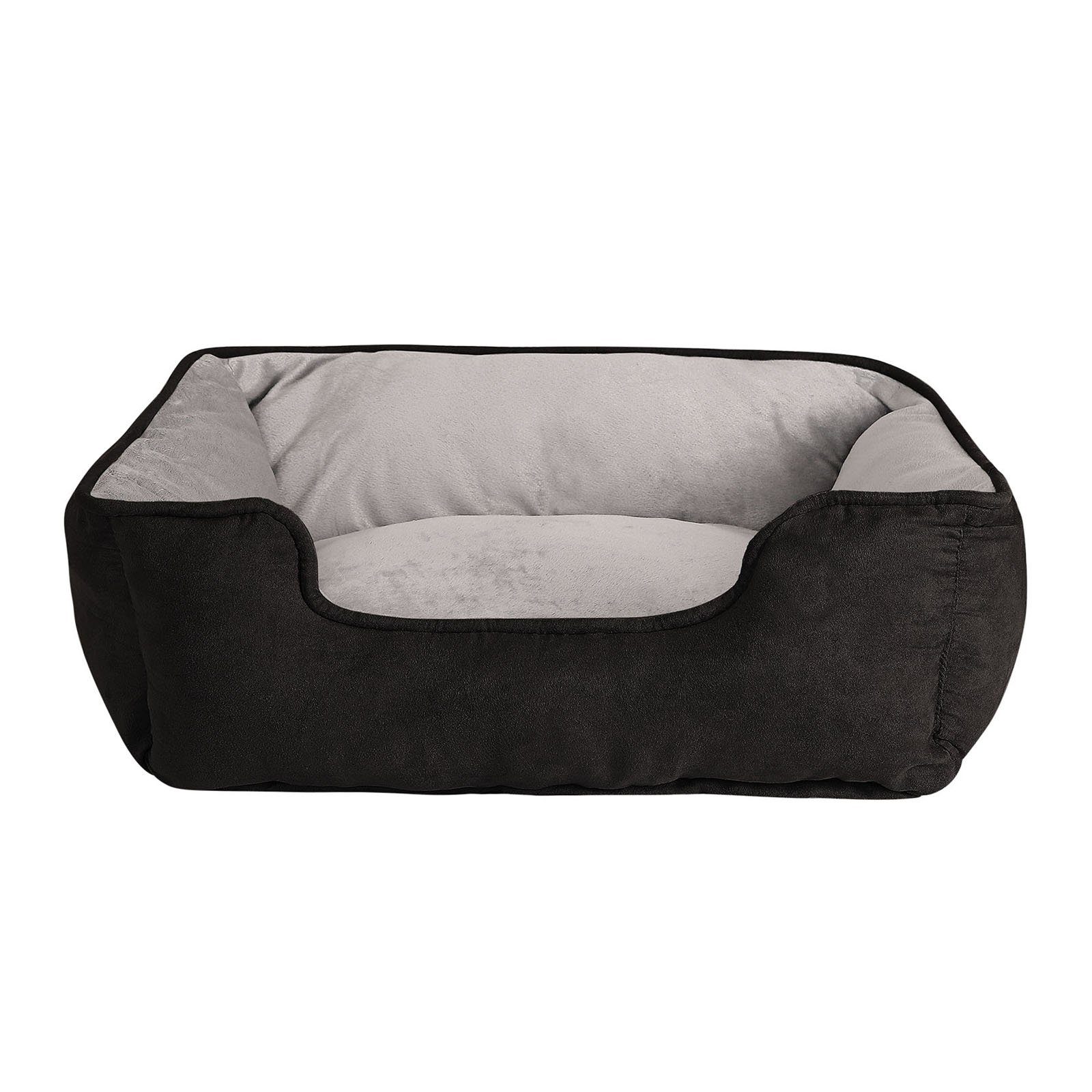 lionto Tierkissen 2-in-1 Hundebett in Wildlederoptik, mit Wendekissen, schwarz/grau, 60 cm x 50 cm