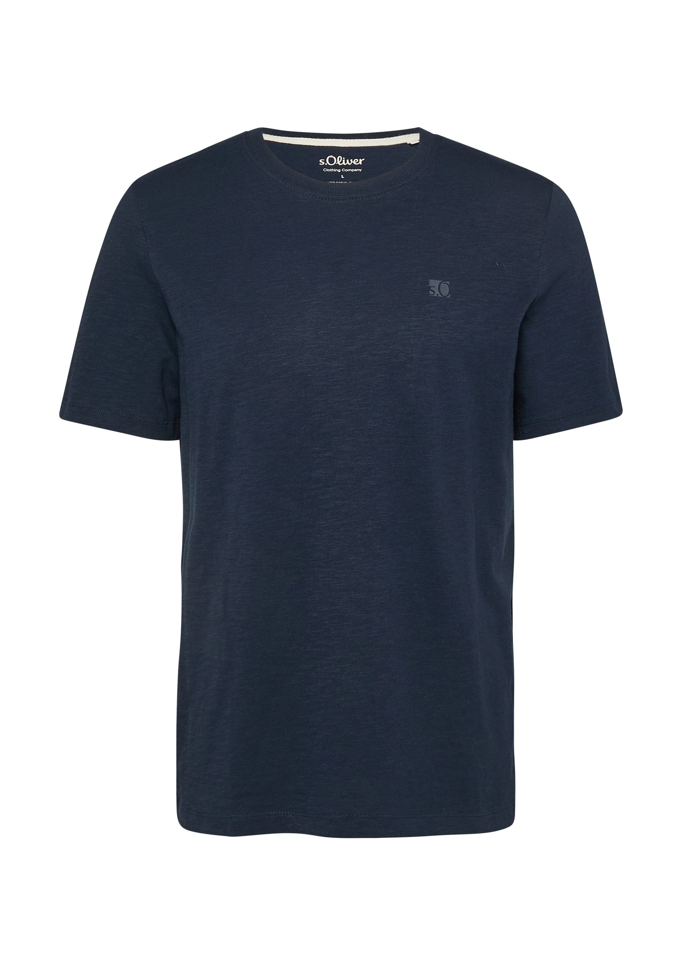 s.Oliver Kurzarmshirt T-Shirt T-Shirt in Flammgarnstruktur mit Logo-Detail