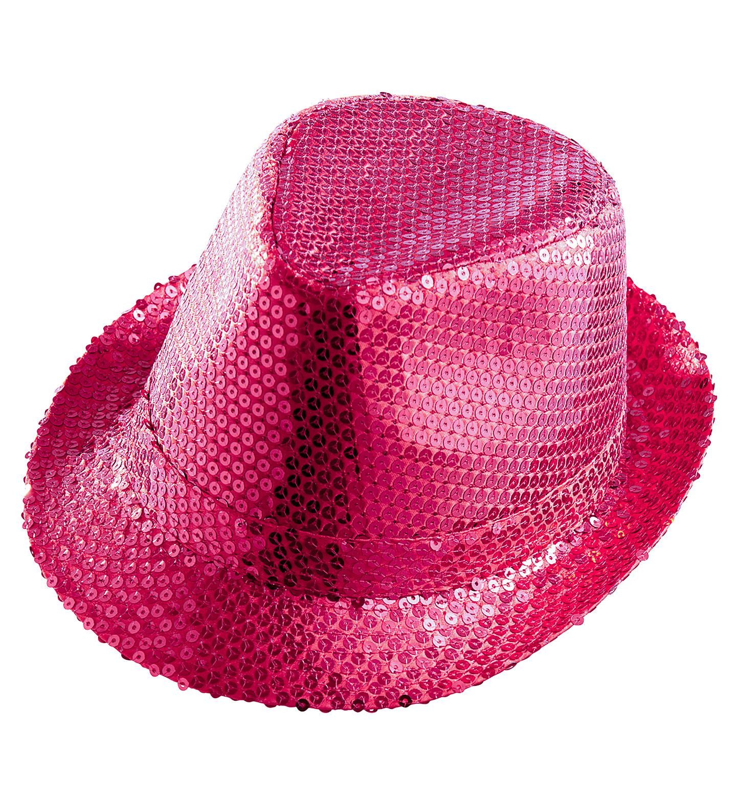 Kostüm Pailletten Hut 'Fedora', Pink