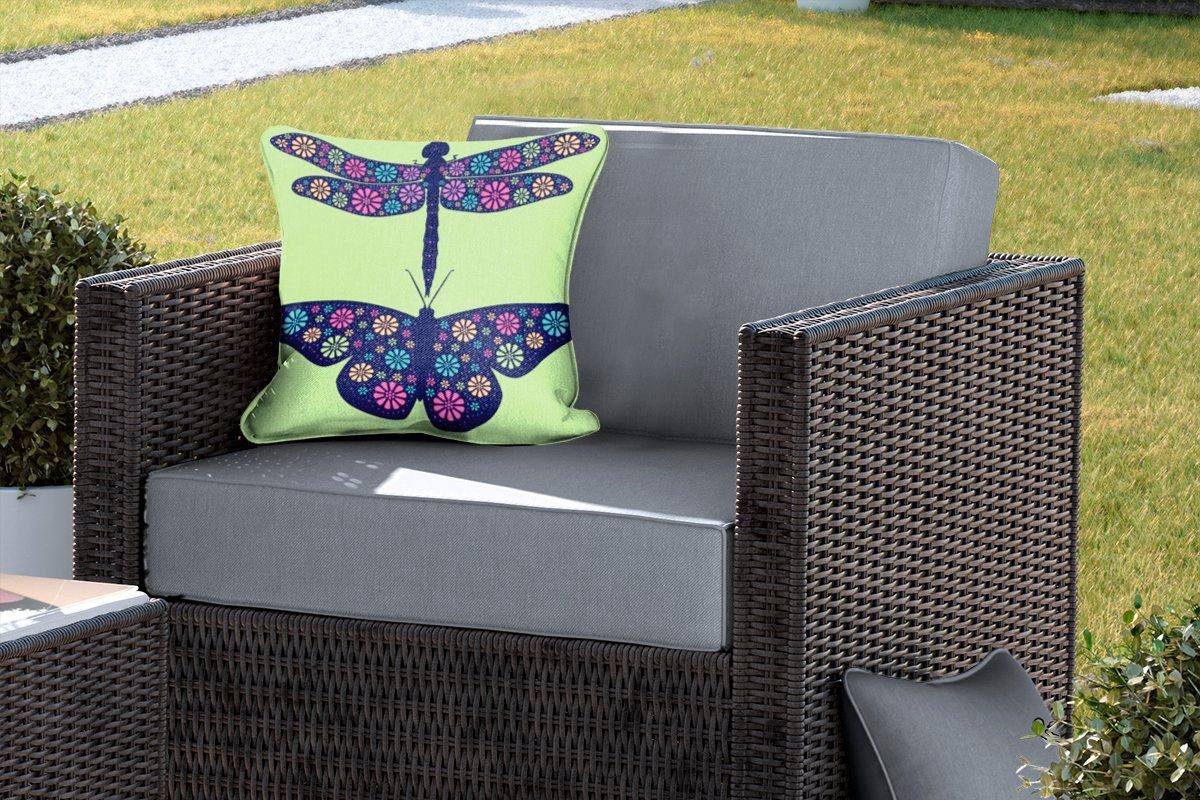 einer Illustration MuchoWow eines Dekokissen, Dekokissenbezug, und Libelle Outdoor Schmetterlings, Eine Kissenhülle, Dekokissen Kissenbezüge,