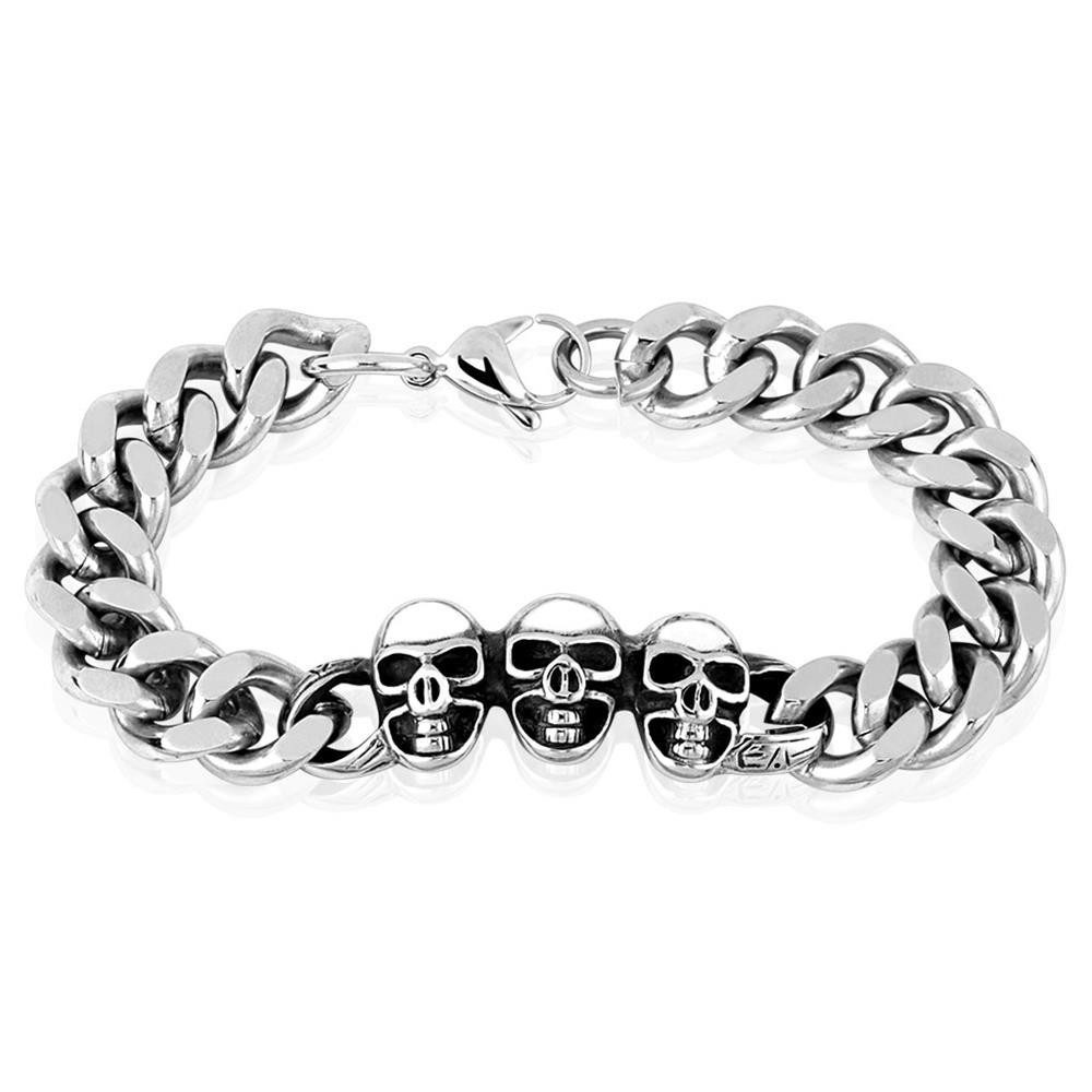 Armband Armband Totenkopf massiv Silber aus Edelstahl Herren