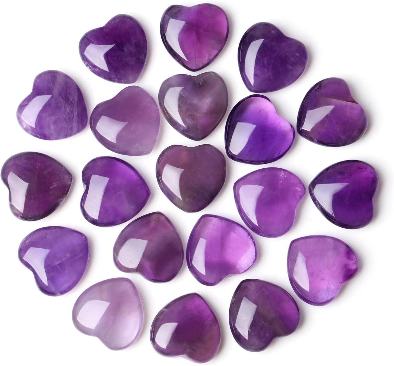 Edelstein Amethyst Herz Edelstein Set 20 Stück Natürliches Kristall Liebesstein