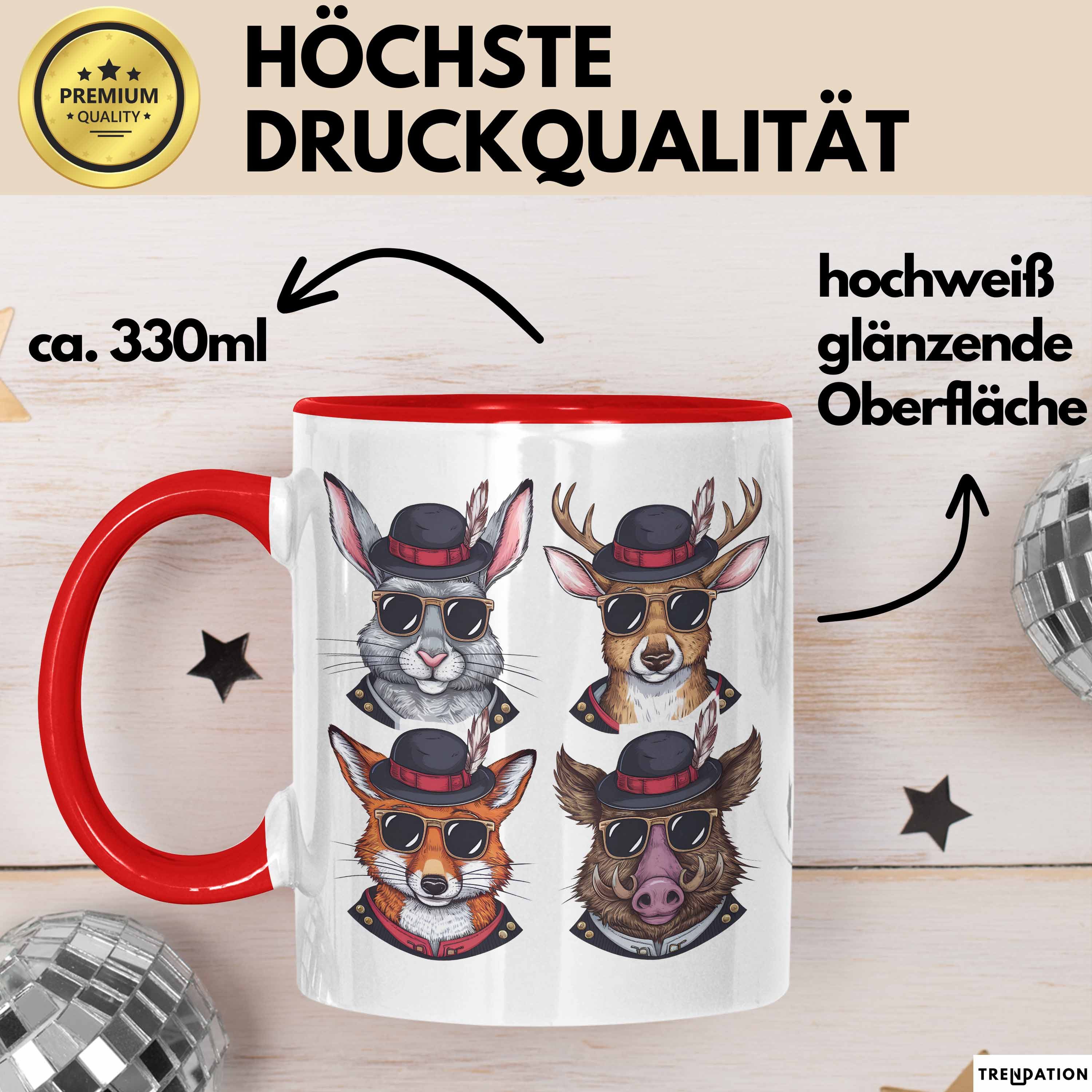 Trendation Tasse Jäger Tasse Geschenk Hase Wildschwein Fuchs Geschenkdiee Jagd