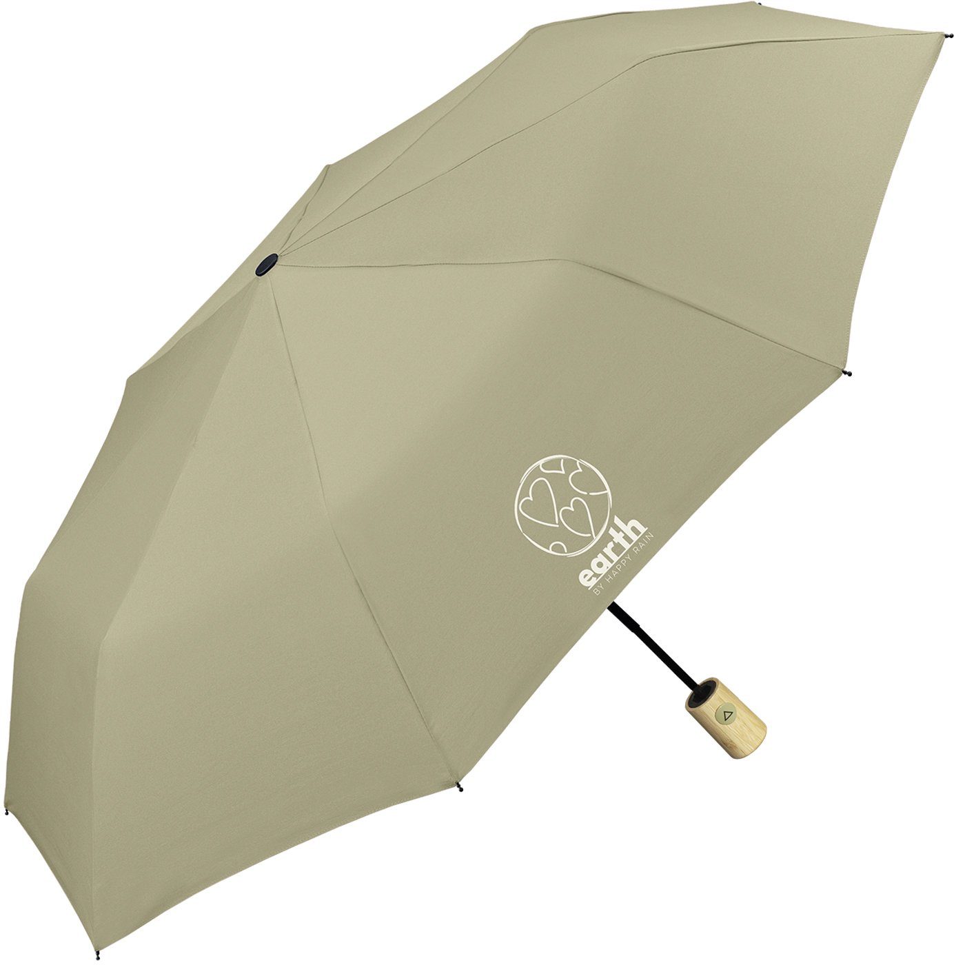 HAPPY RAIN mit Earth tun geschützt Schirm braun etwas nachhaltiger die Taschenregenschirm Umwelt für gut Auf-Automatik, 