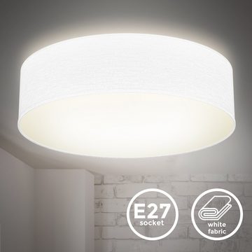 B.K.Licht LED Deckenleuchte, ohne Leuchtmittel, Warmweiß, Deckenlampe, Textil Lampenschirm, Wohnzimmerlampe, Schlafzimmer, E27
